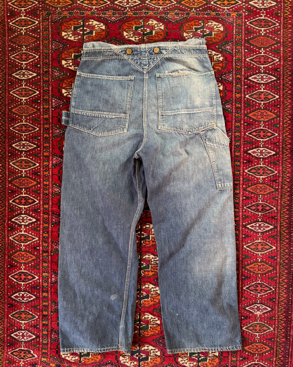 1950/40s N&W sanforized denim overalls altered to be worn as pants by OG owner
