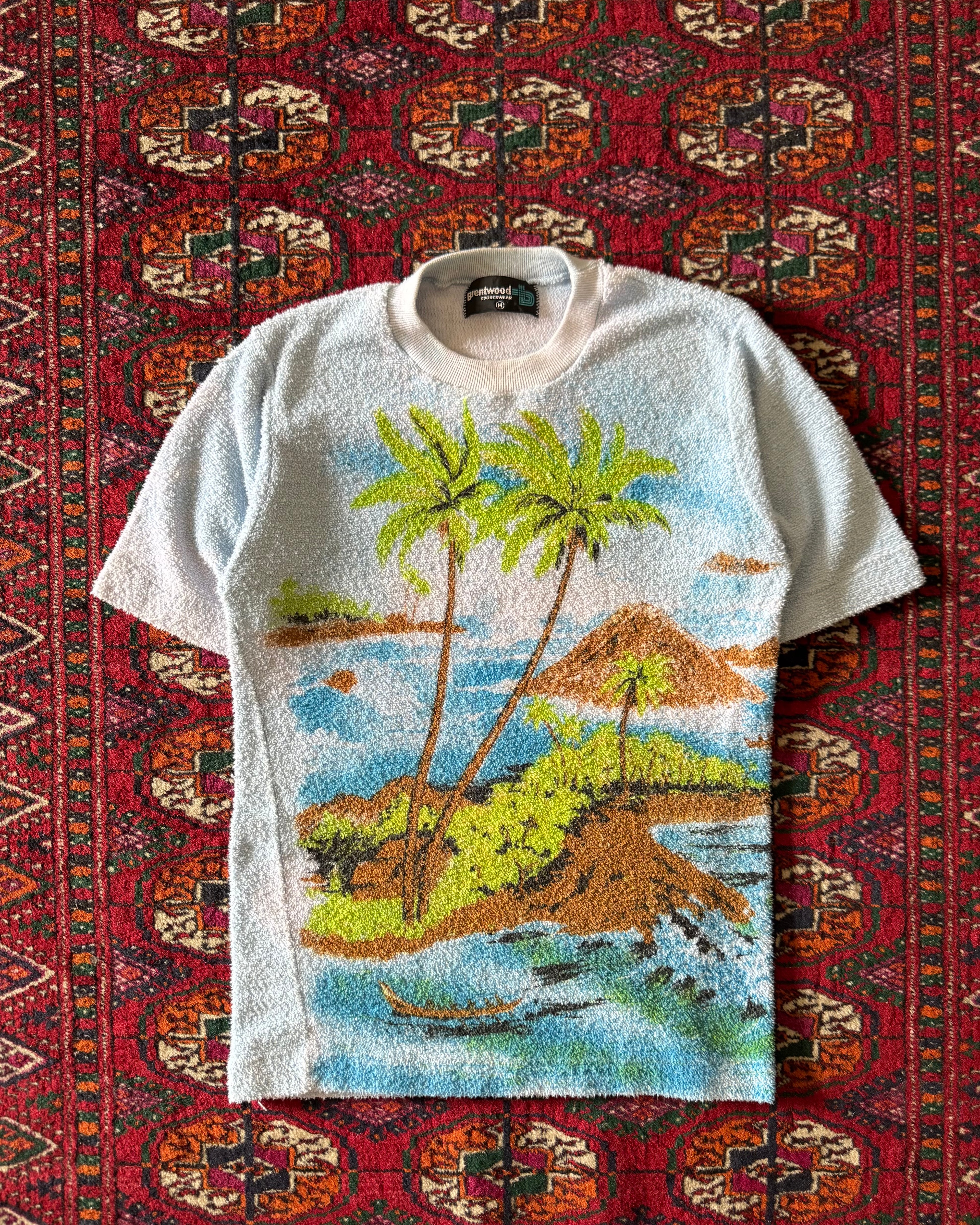 1970s Brentwood sportswear terry cloth Hawaii painted shirt ￼￼