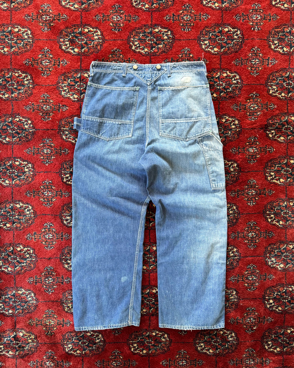 1940s N&W denim farmhouse repaired work pants