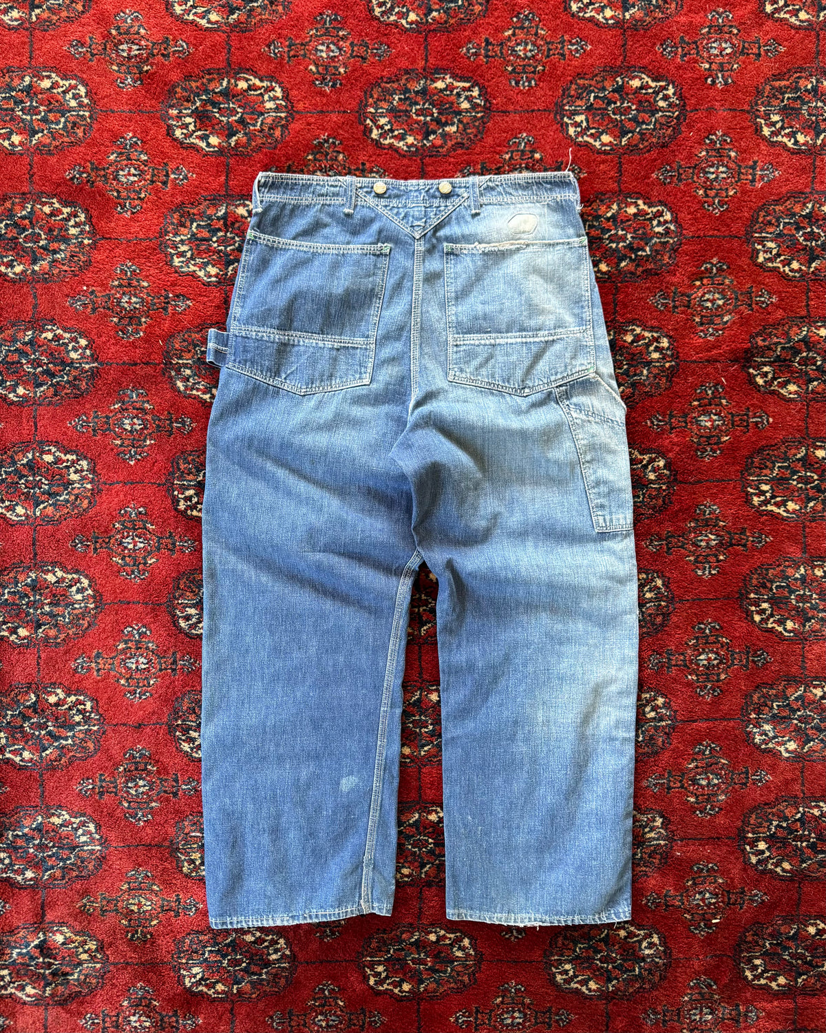 1940s N&W denim farmhouse repaired work pants
