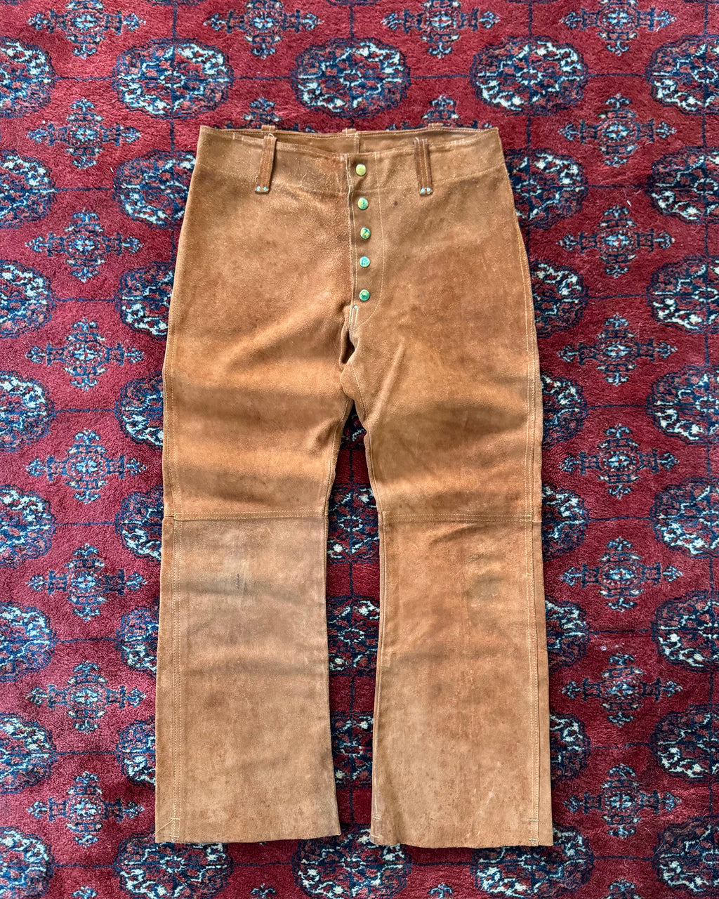 1970s suede leather bootcut welding pants
