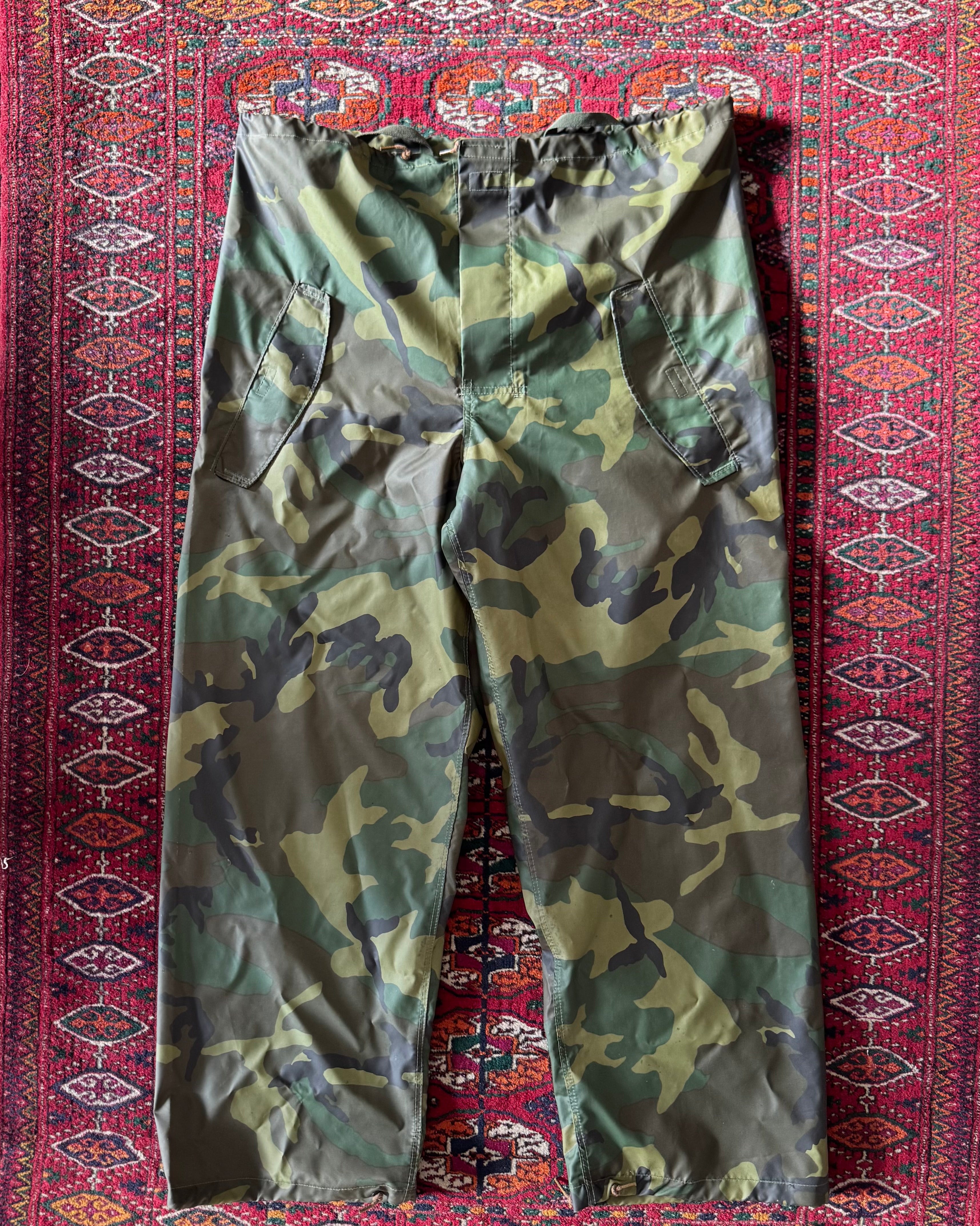 Vintage 1980s rubber camouflage army over pants