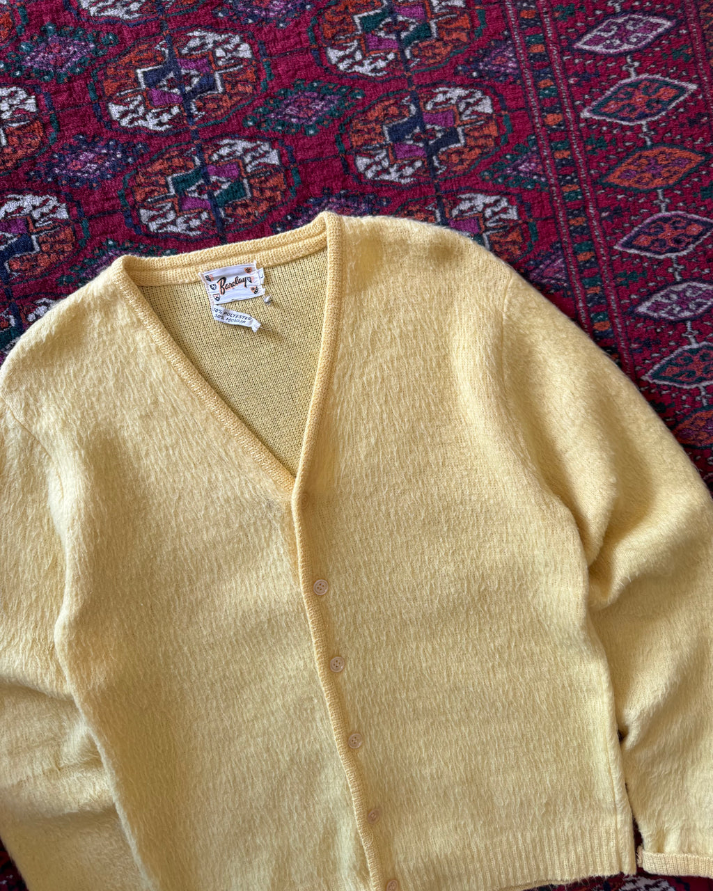 1960s yellow mohair cardigan