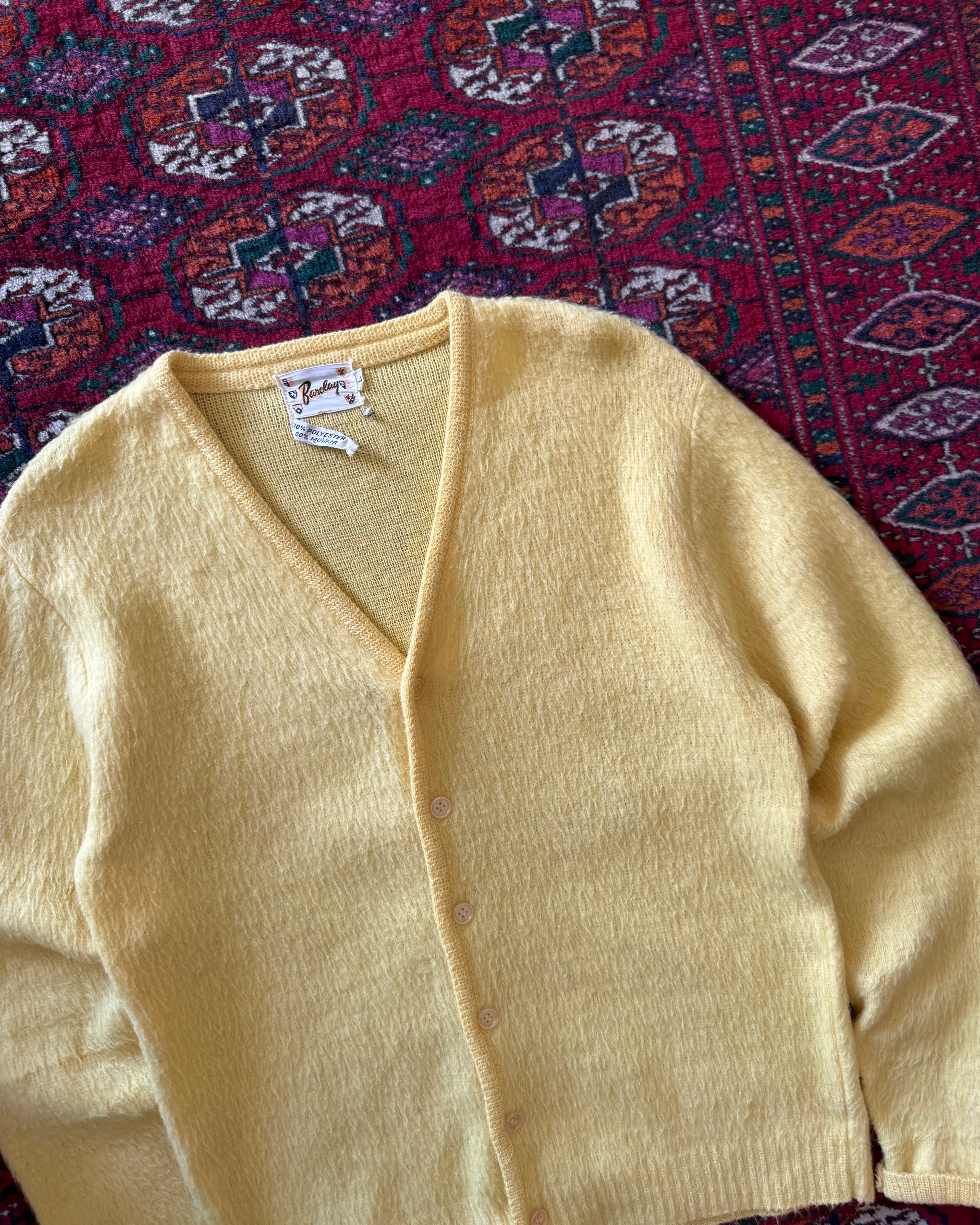 1960s yellow mohair cardigan