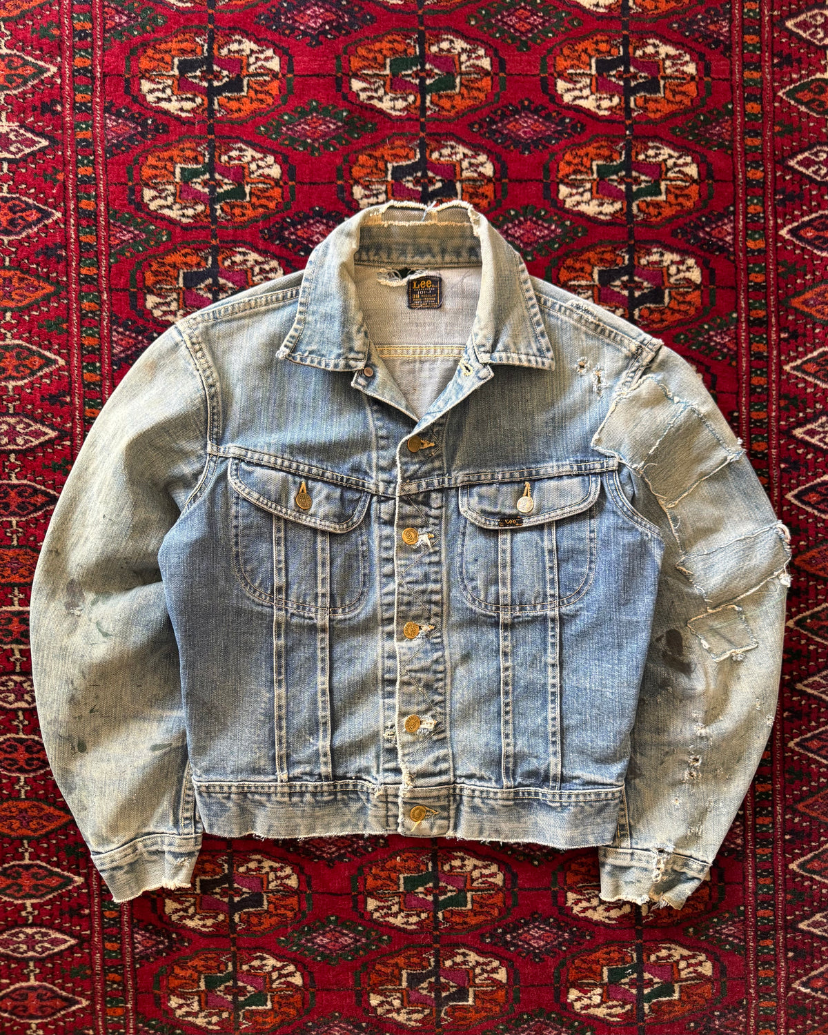 1960s Lee 101-J distressed farmhouse repaired jacket