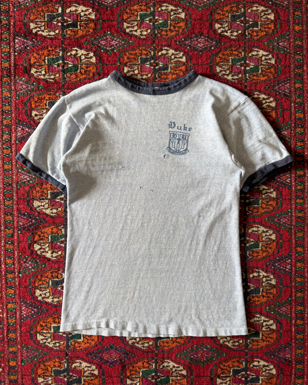 Vintage 1950s Duke University distressed ringer T-shirt ￼