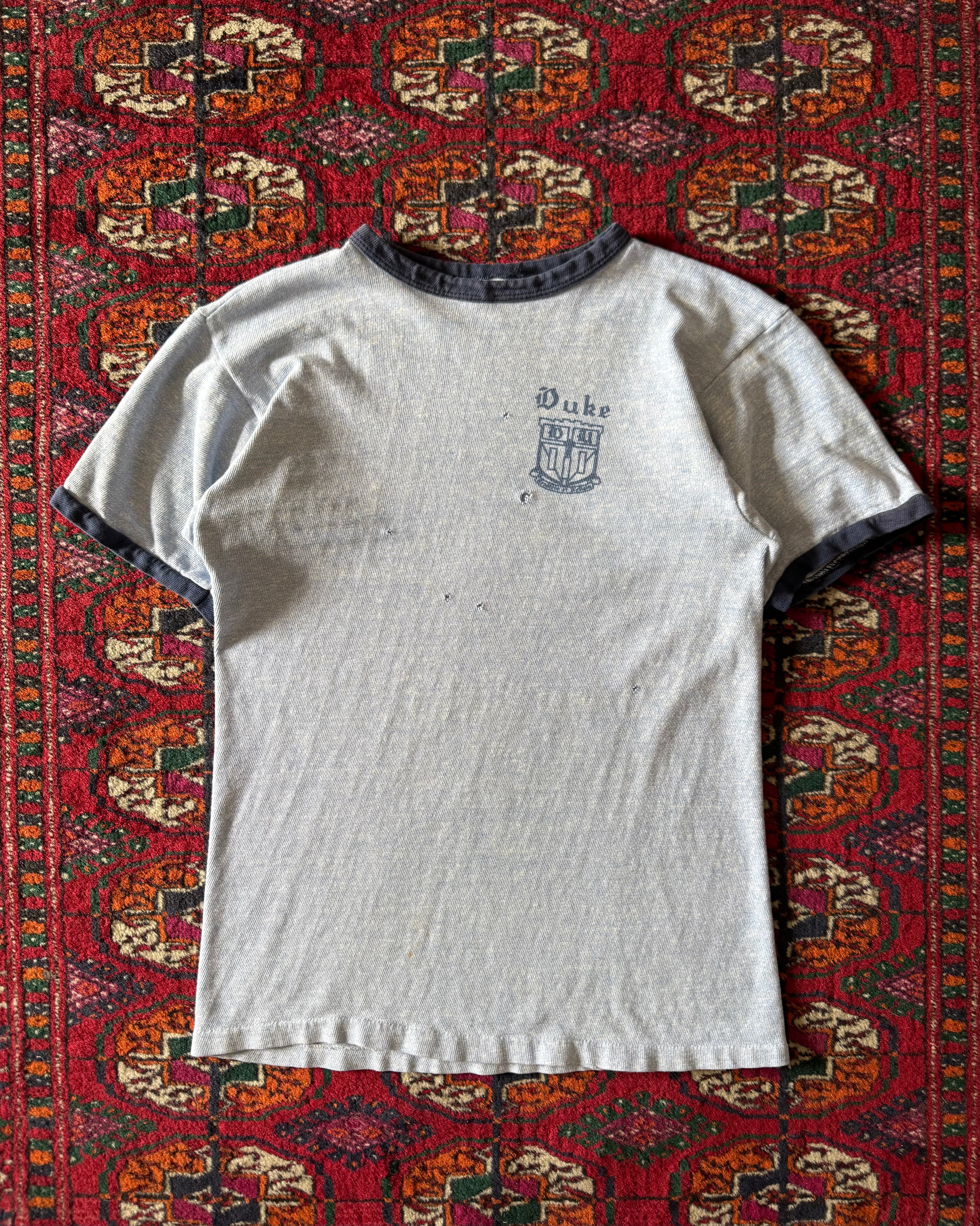 Vintage 1950s Duke University distressed ringer T-shirt ￼