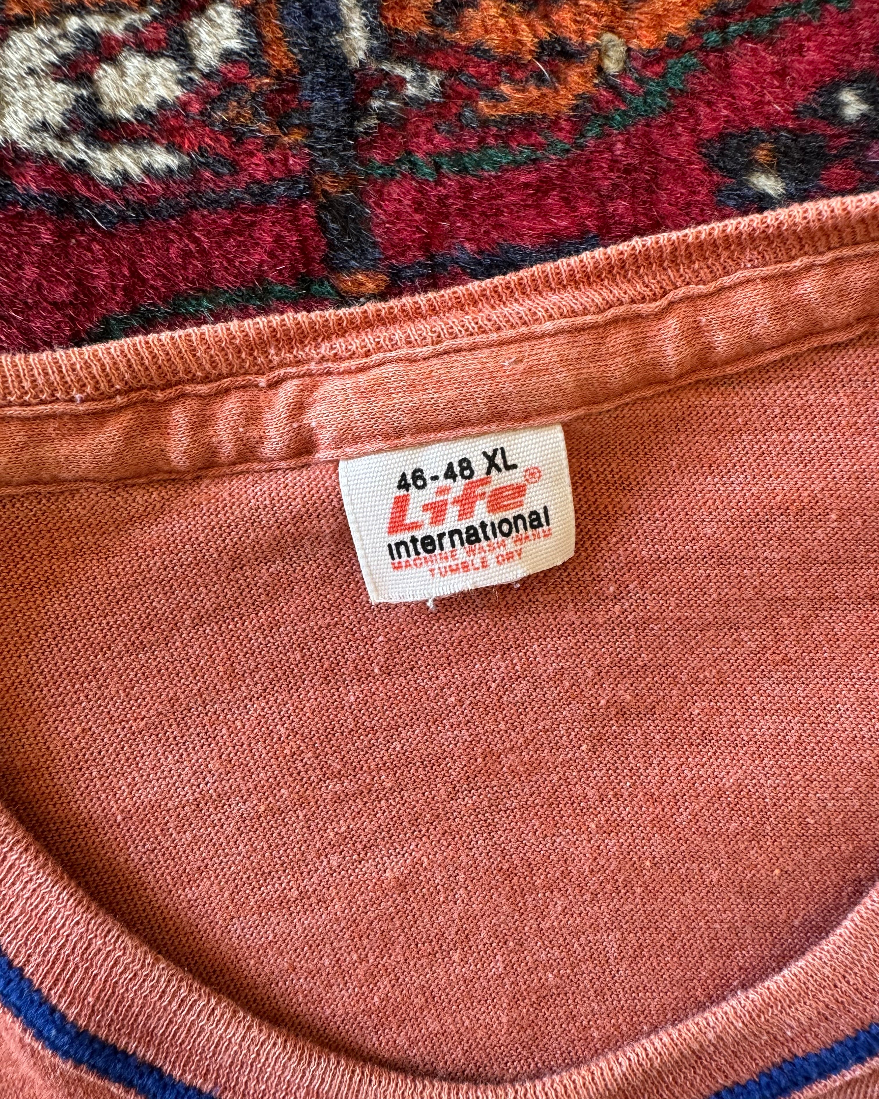 Vintage 1960s salmon colored ringer T-shirt