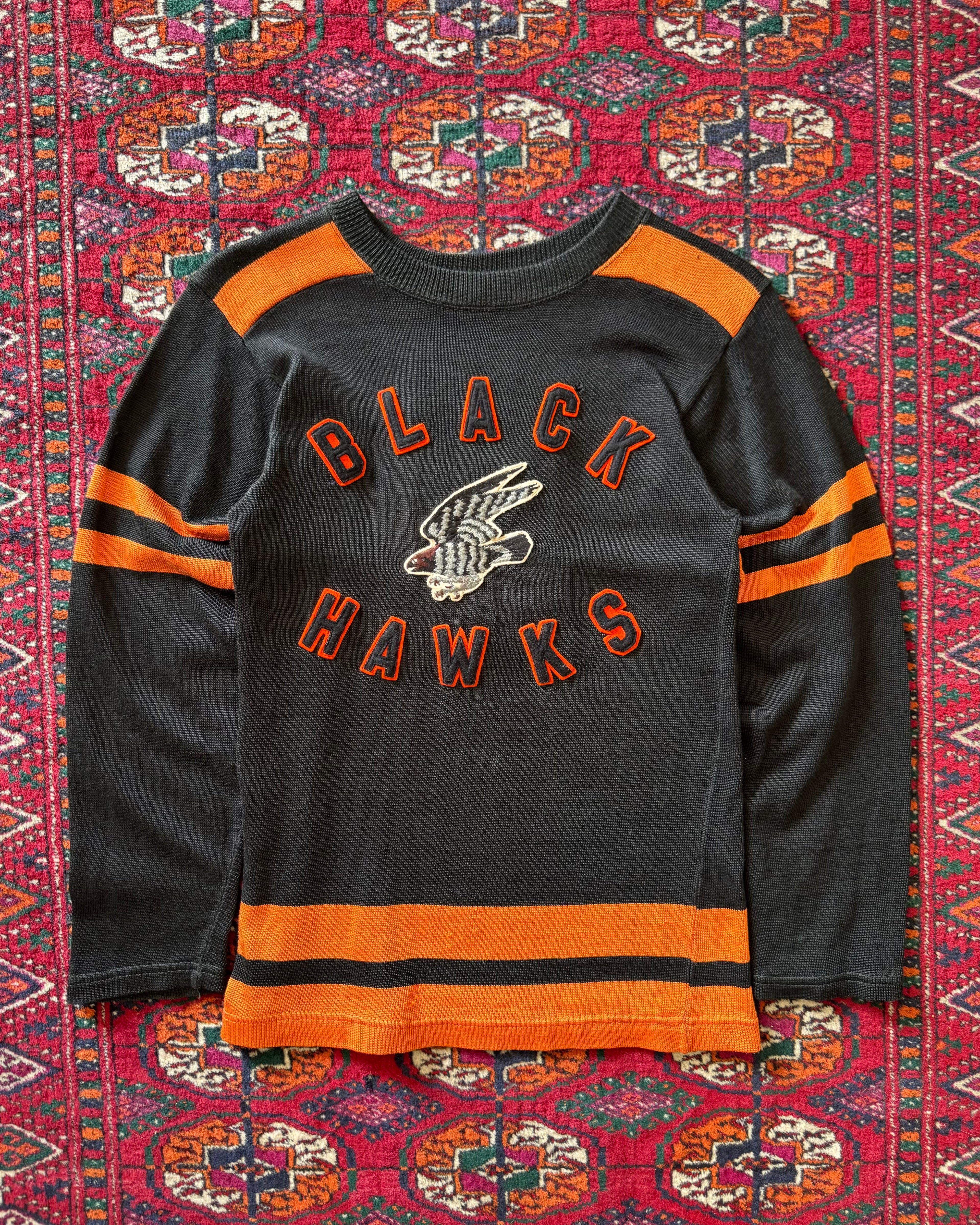1960s Black Hawks black & orange jersey
