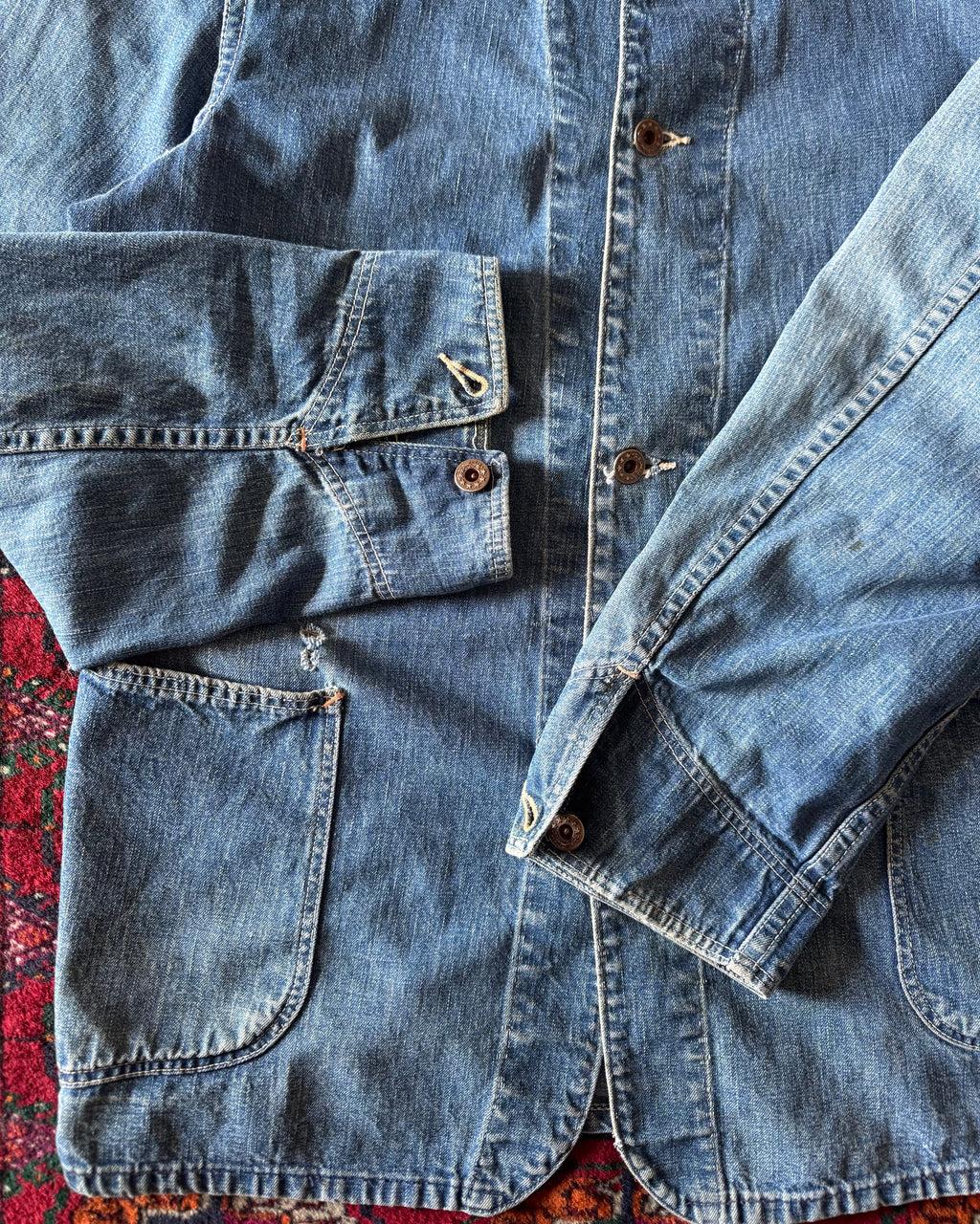 WW2 Denim Chore, laurel leaf donut buttons