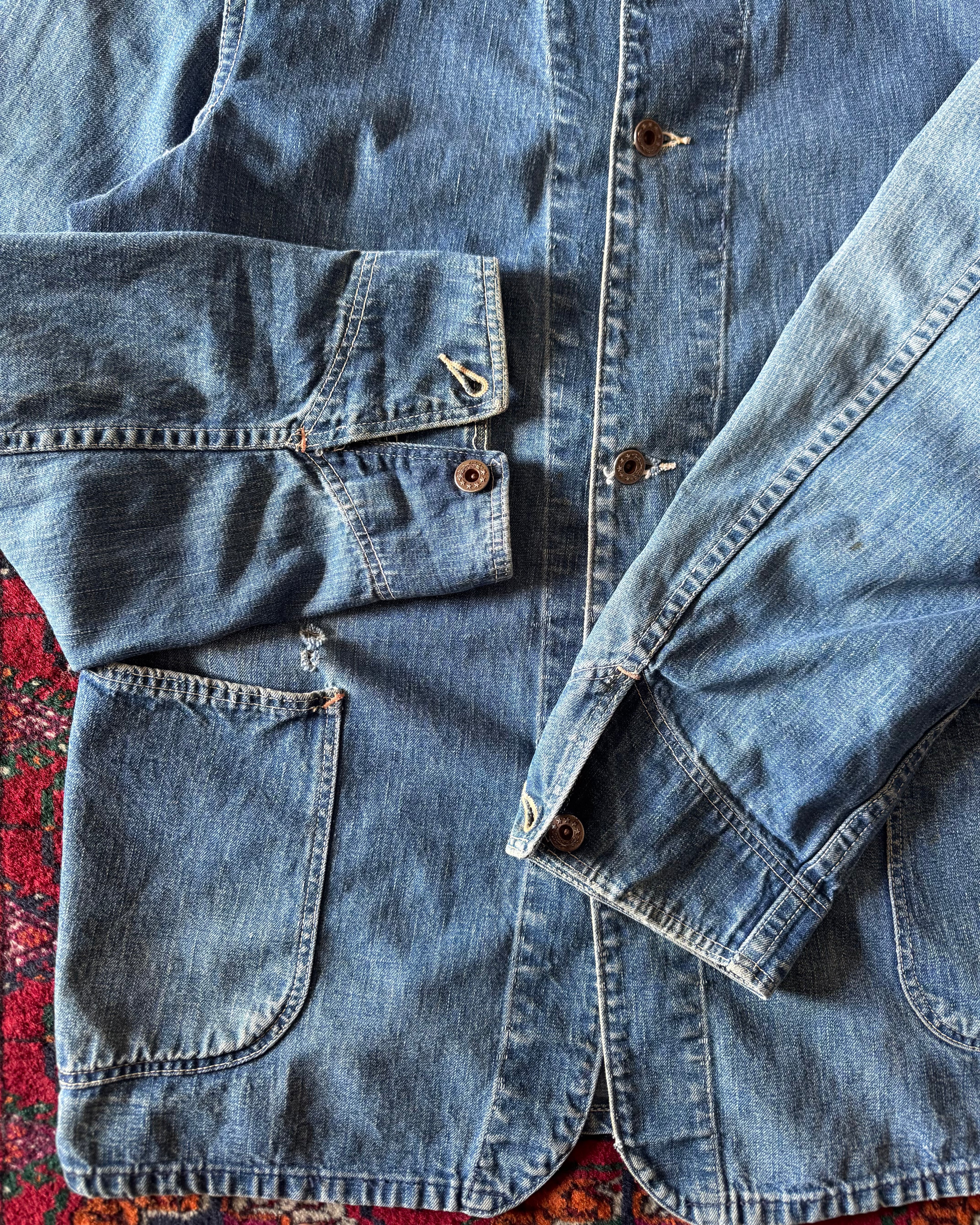 WW2 Denim Chore, laurel leaf donut buttons