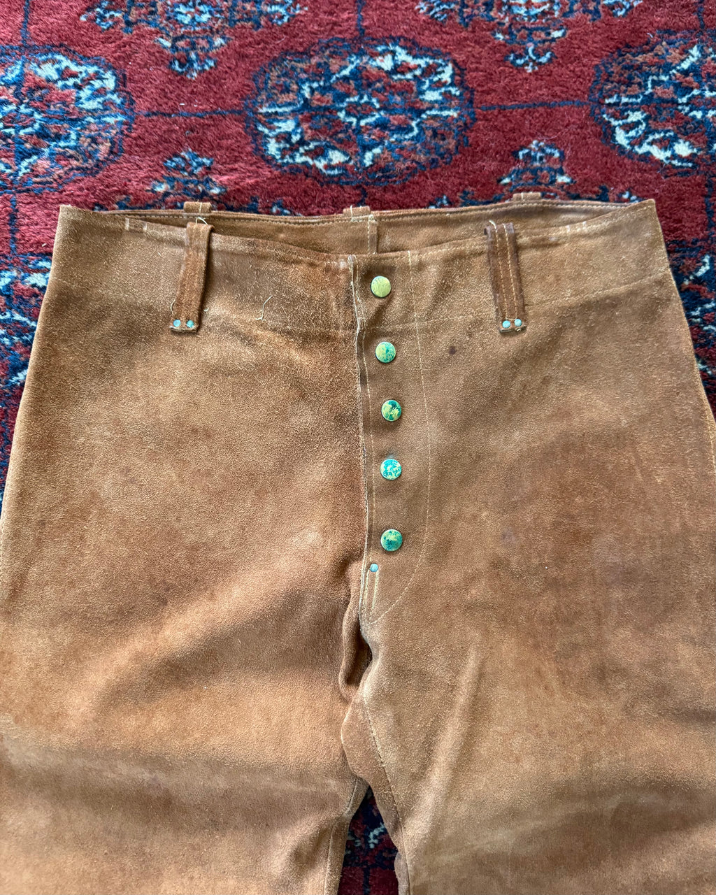 1970s suede leather bootcut welding pants