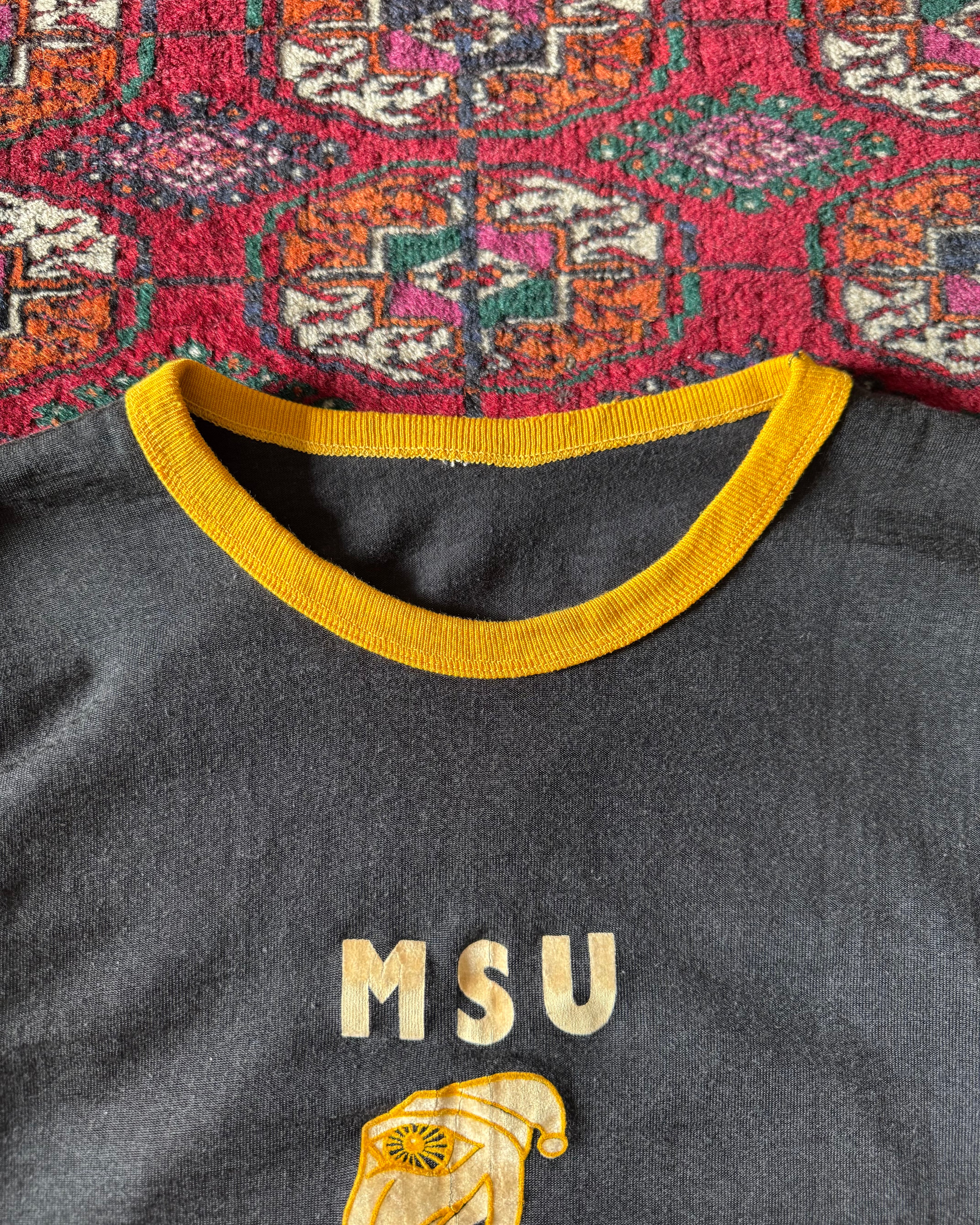 Vintage 1960s MSU flock print jersey