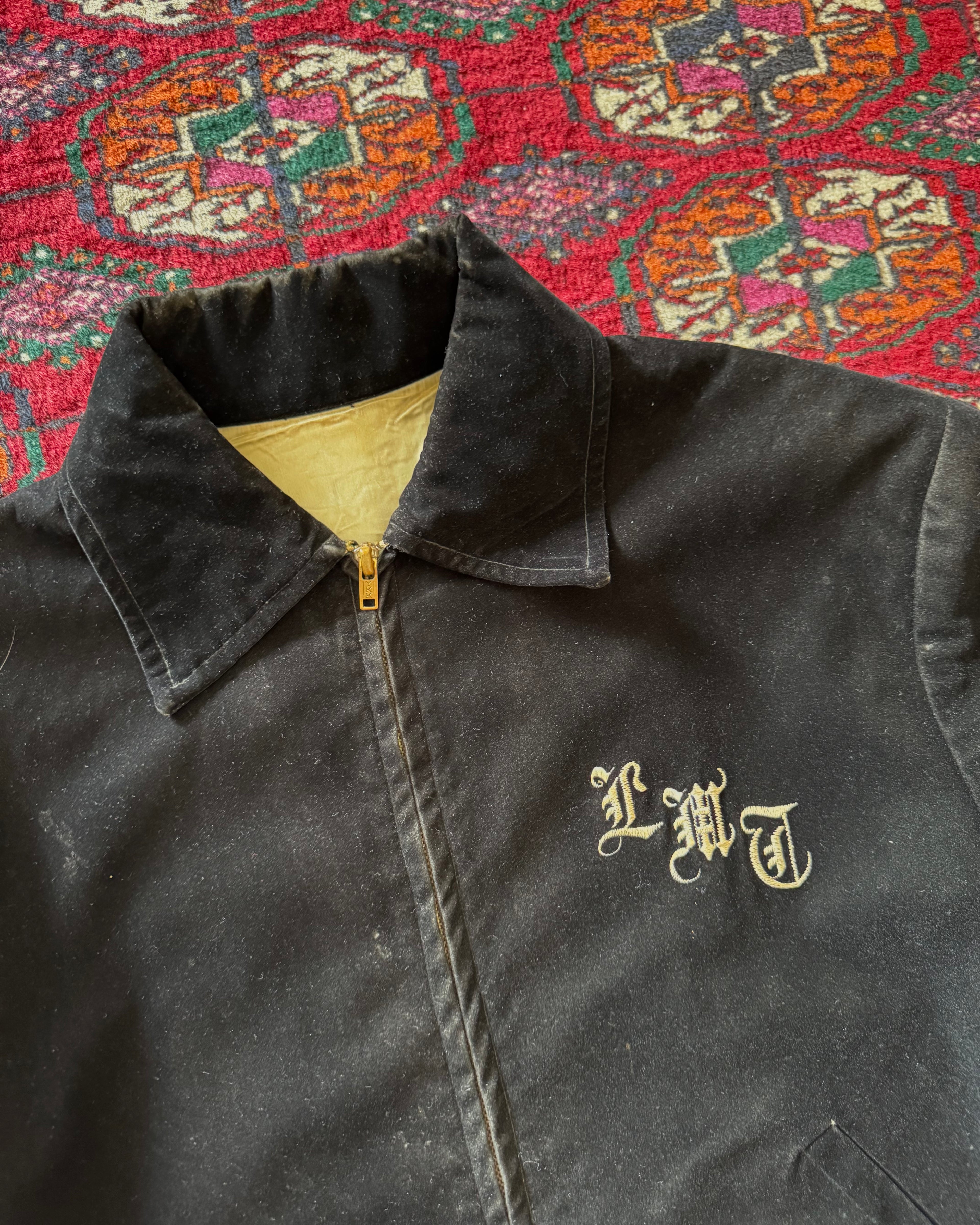 1960s black velvet rockabilly jacket with custome embroidery