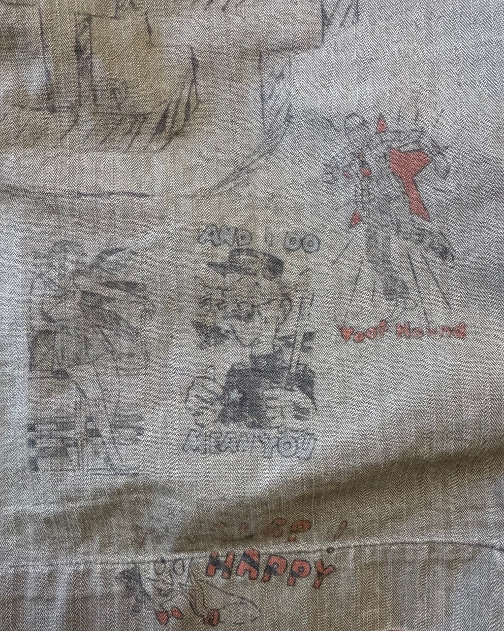 Vintage World War II era, donut button, HBT custom drawn senior jacket  ￼