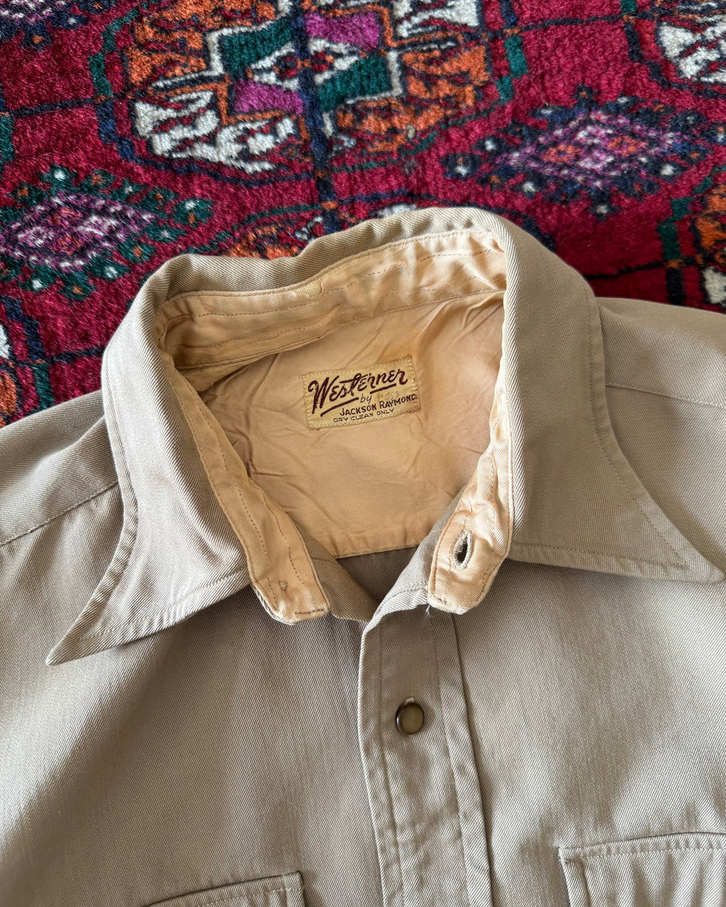 Vintage 1950s westerner beige button-down