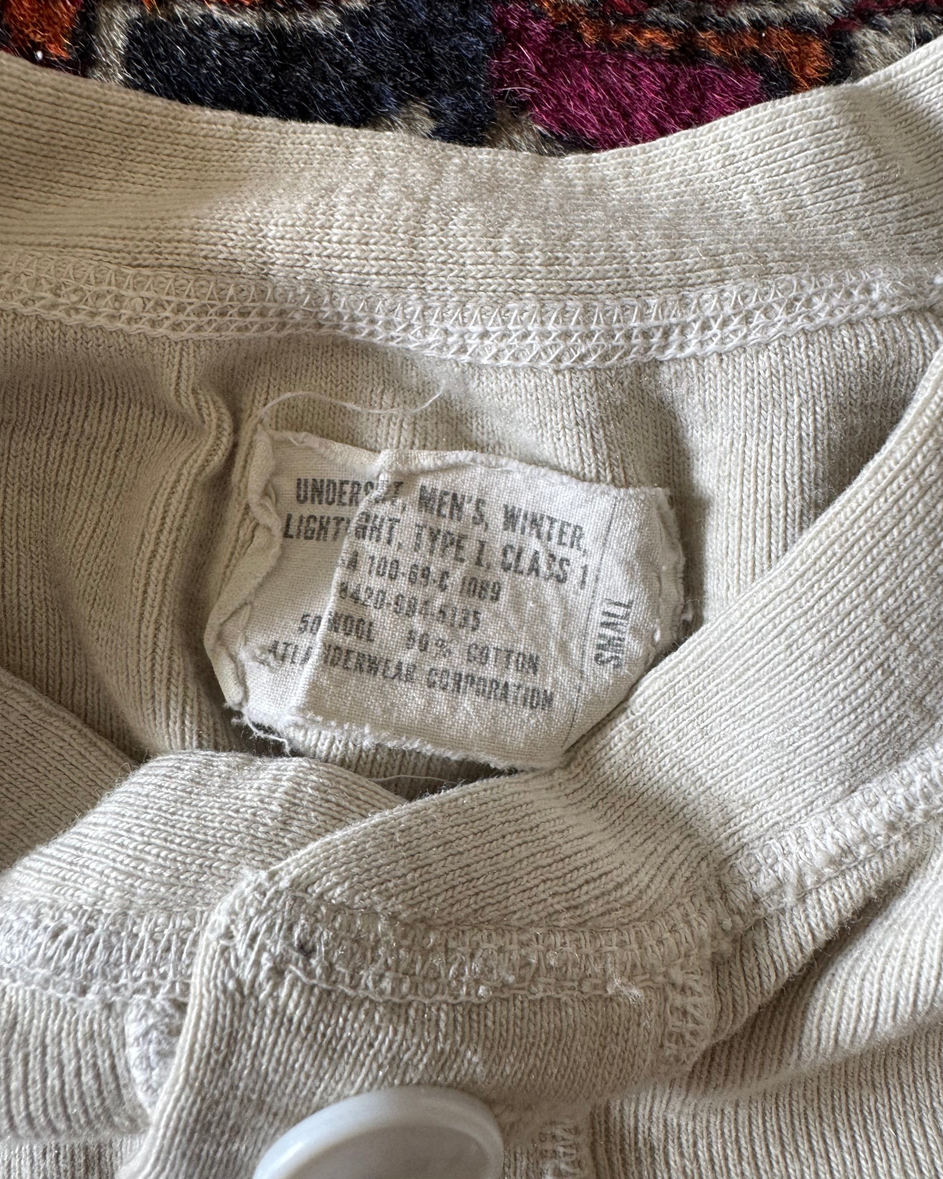 Vintage 1960s army issue two button undershirt ￼