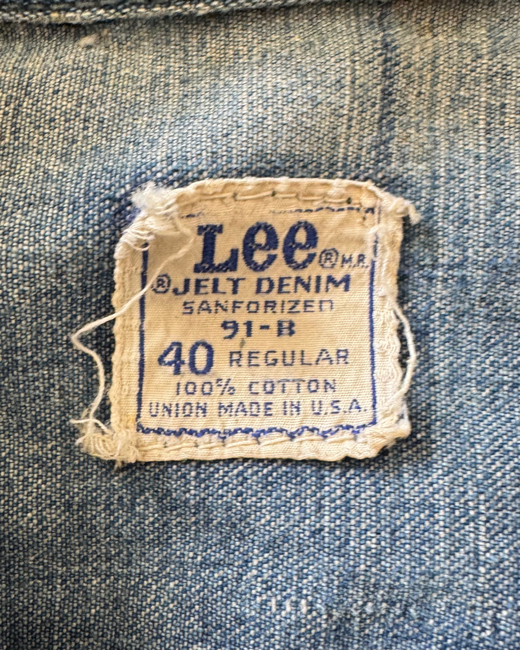 1950s Lee 91-B Jelt Denim distressed jacket