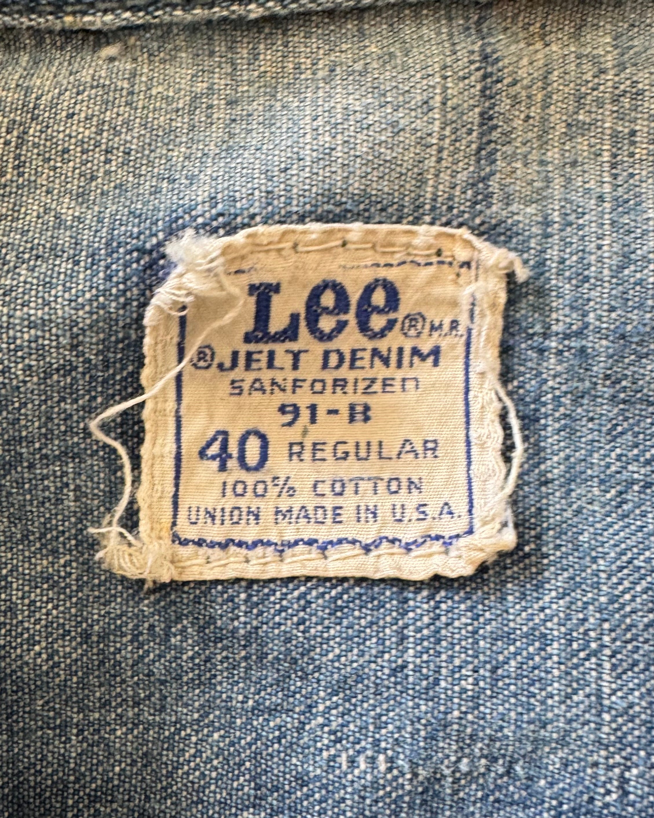1950s Lee 91-B Jelt Denim distressed jacket