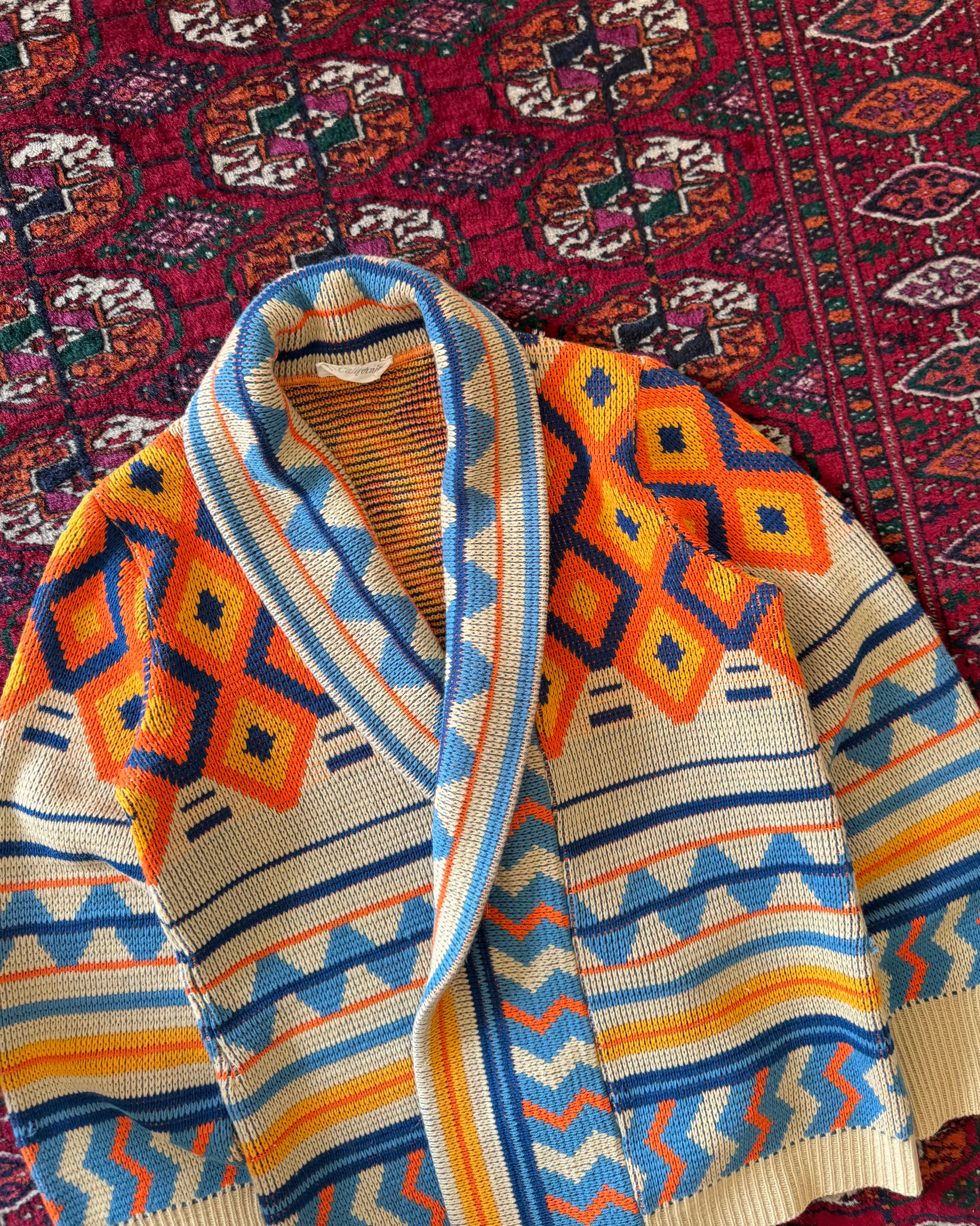 1960s California made aztec knit cardigan
