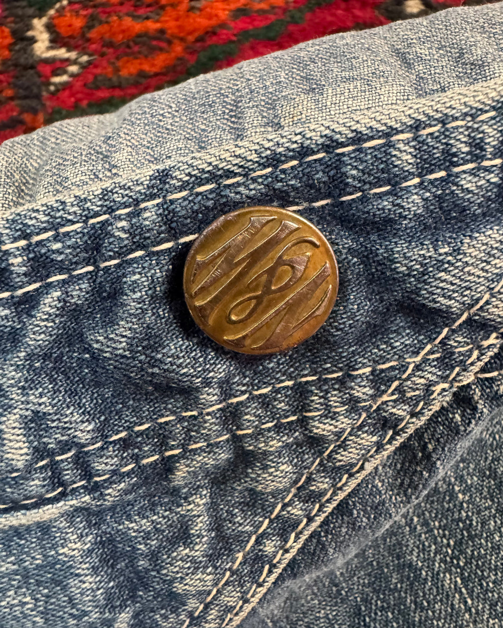 1950/40s N&W sanforized denim overalls altered to be worn as pants by OG owner