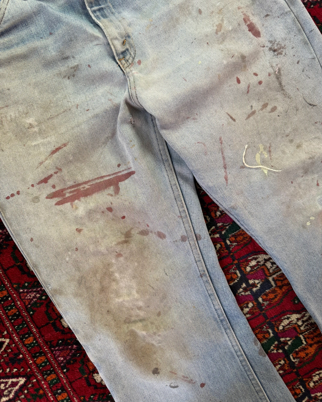 Vintage 1970s paint splatter boot cut flare denim