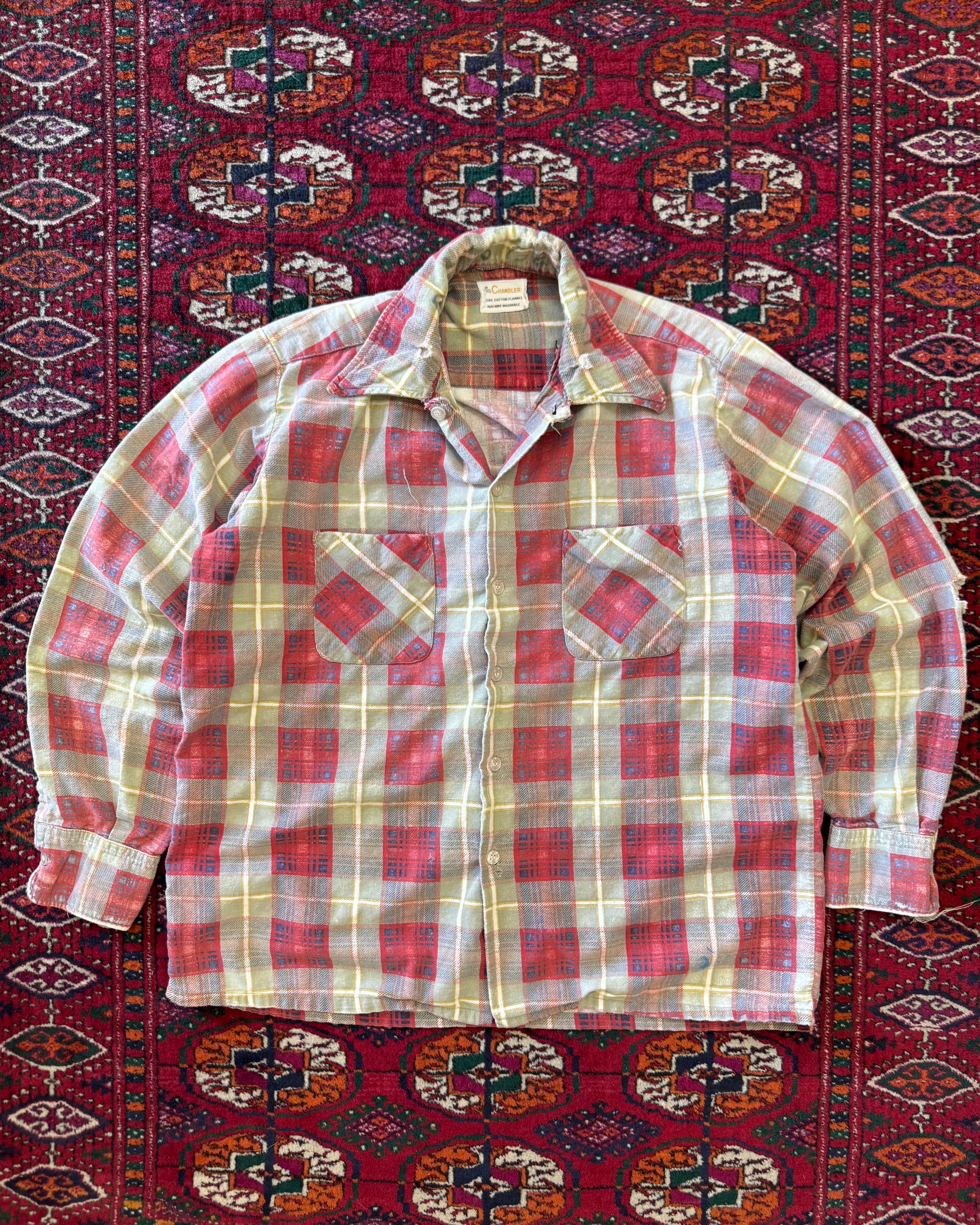 Vintage 1950s/60 Chandler distressed dagger collar flannel