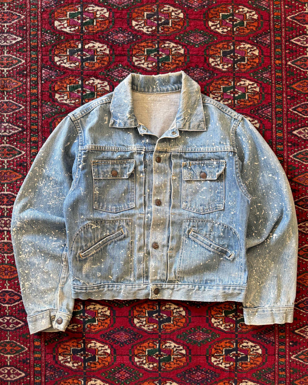 1970s full selvedge paint splatter denim jacket