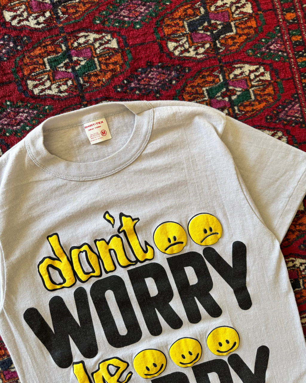 1980s don’t Worry be Happy puff print tee