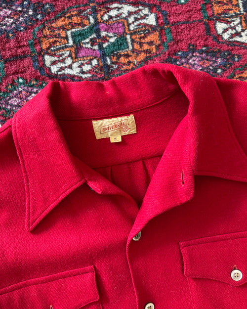 1950s Universal red wool dagger collared button down