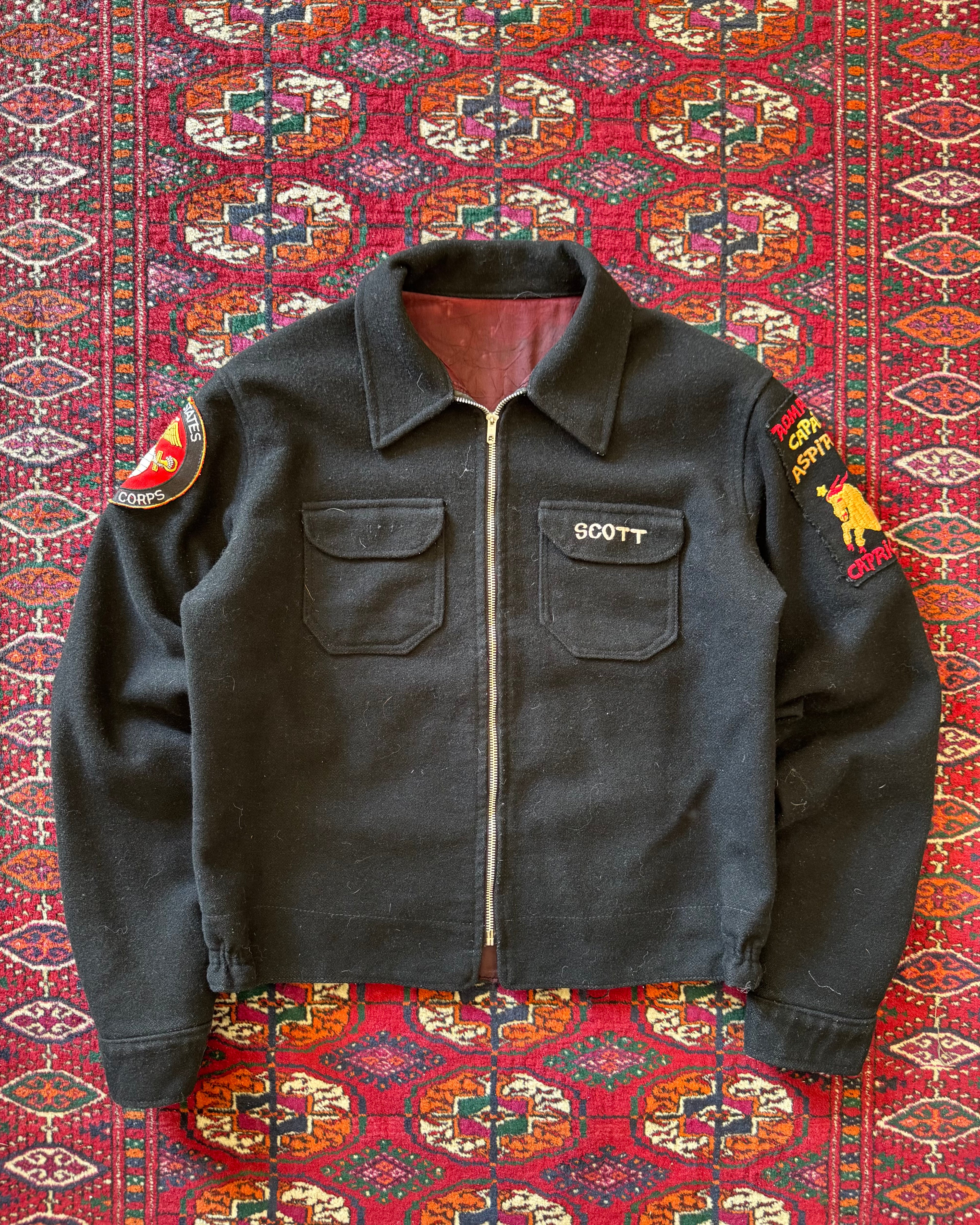Vintage USMC New York souvenir wool zip up jacket ￼