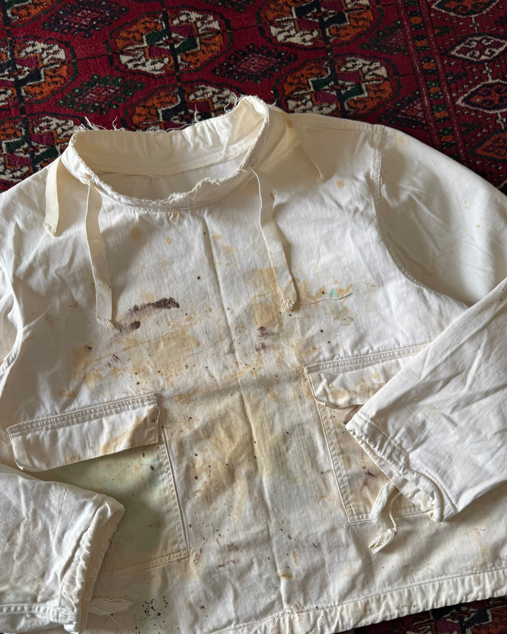 WW2 anorak smock gunner hoodie cut with paint splatter