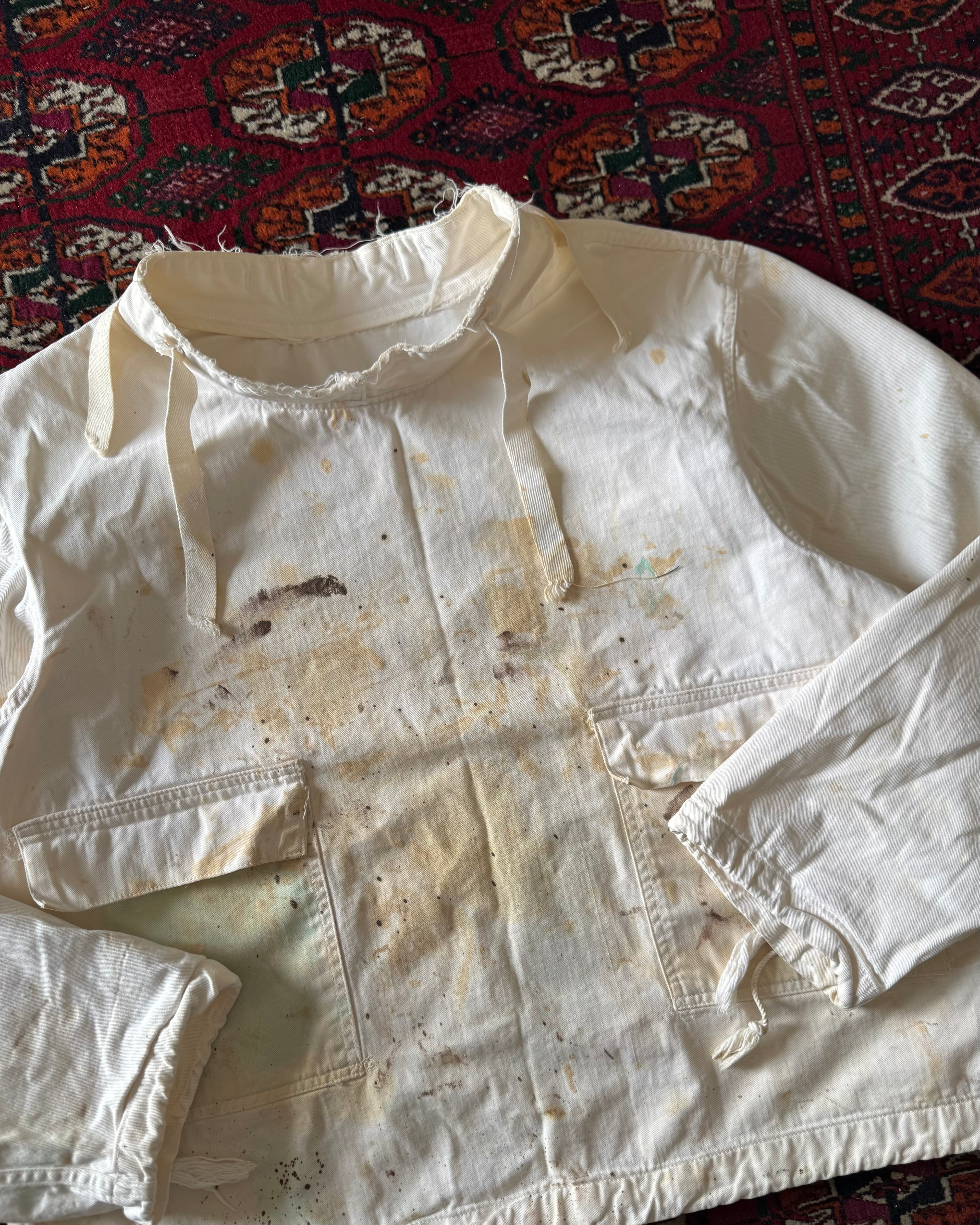 WW2 anorak smock gunner hoodie cut with paint splatter