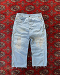 1950s Pointer brand pinstripe farmhouse repaired house repaired pants
