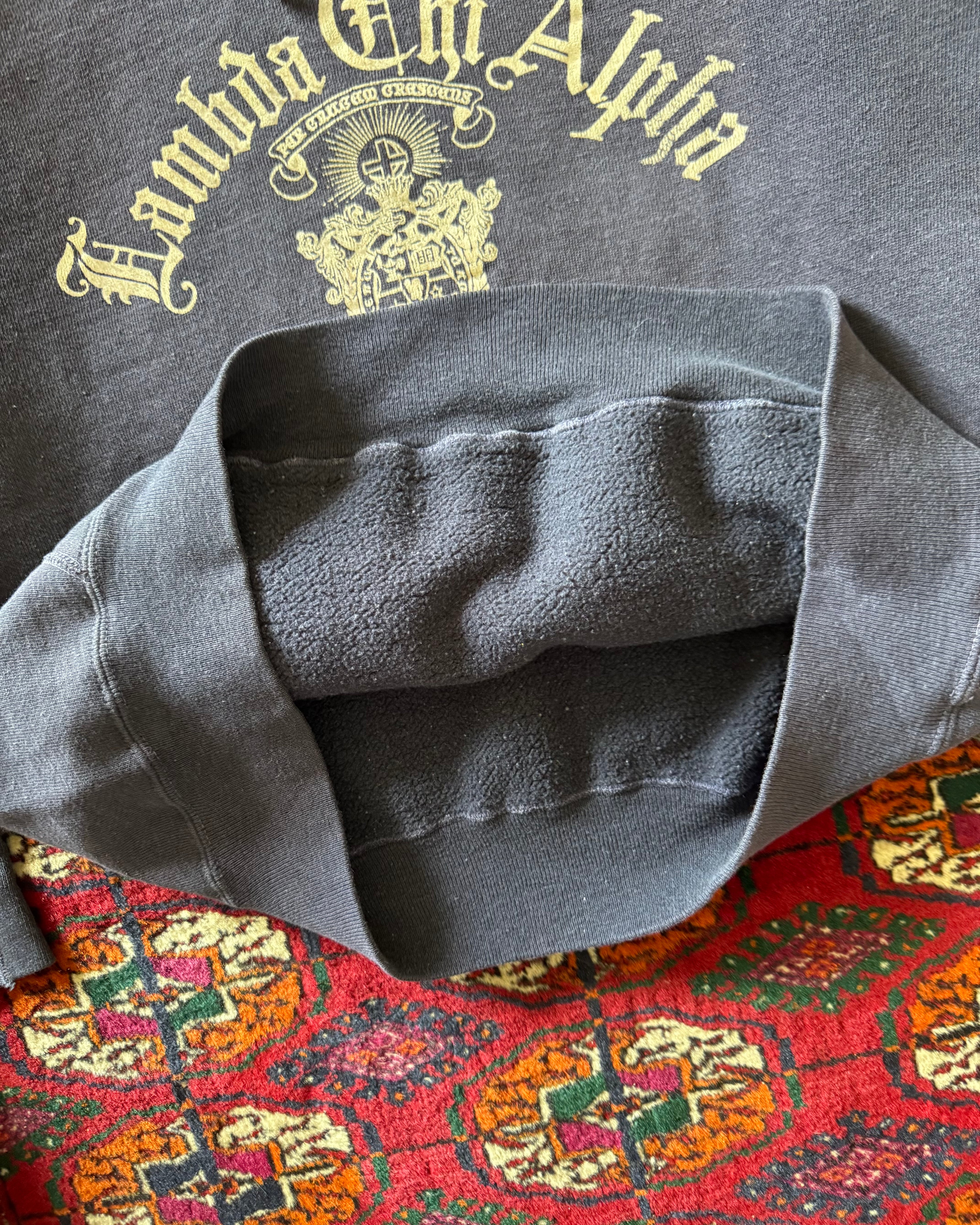 1960s fraternity flock print faded hoodie