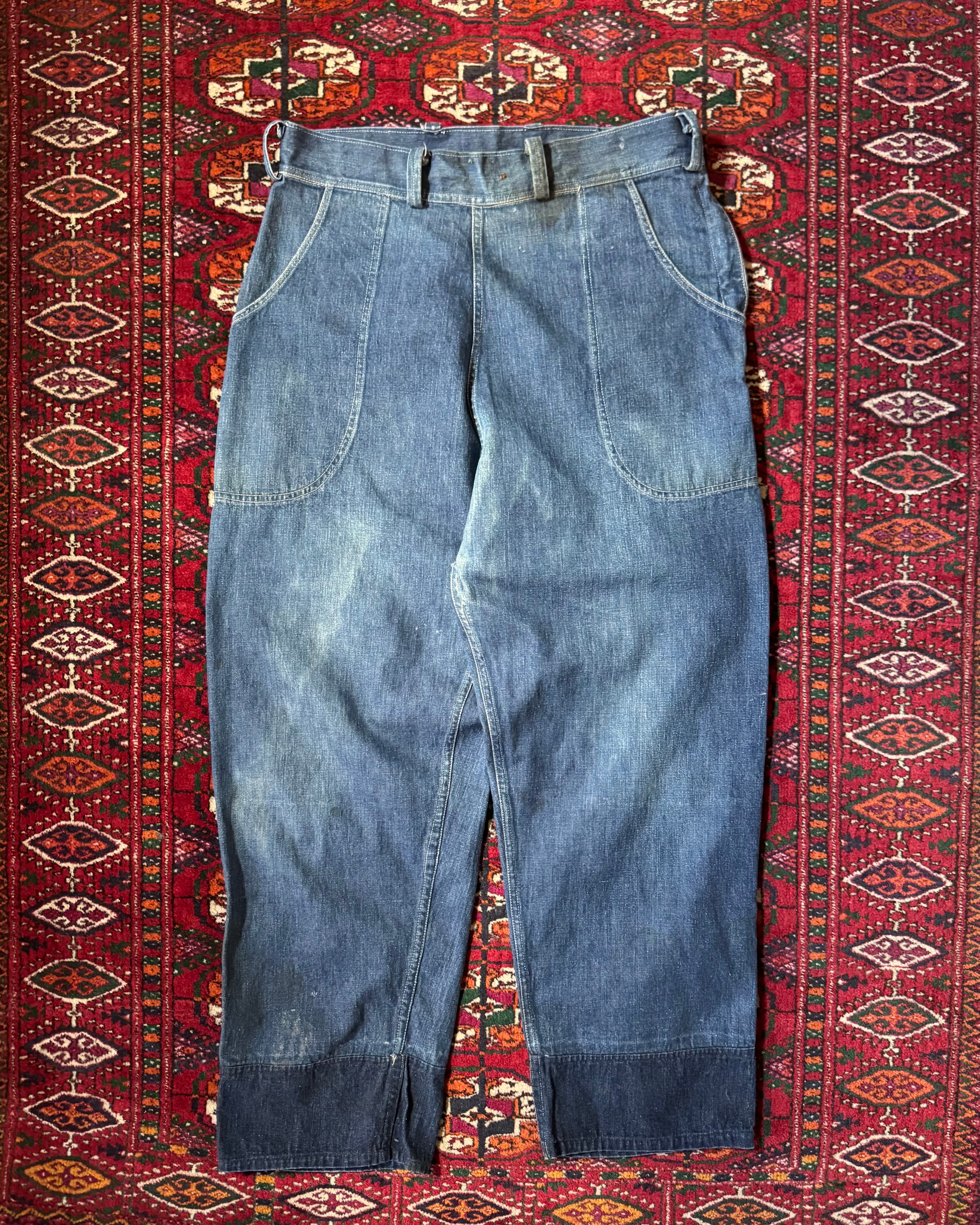 Vintage 1950s side zip dark wash work jeans