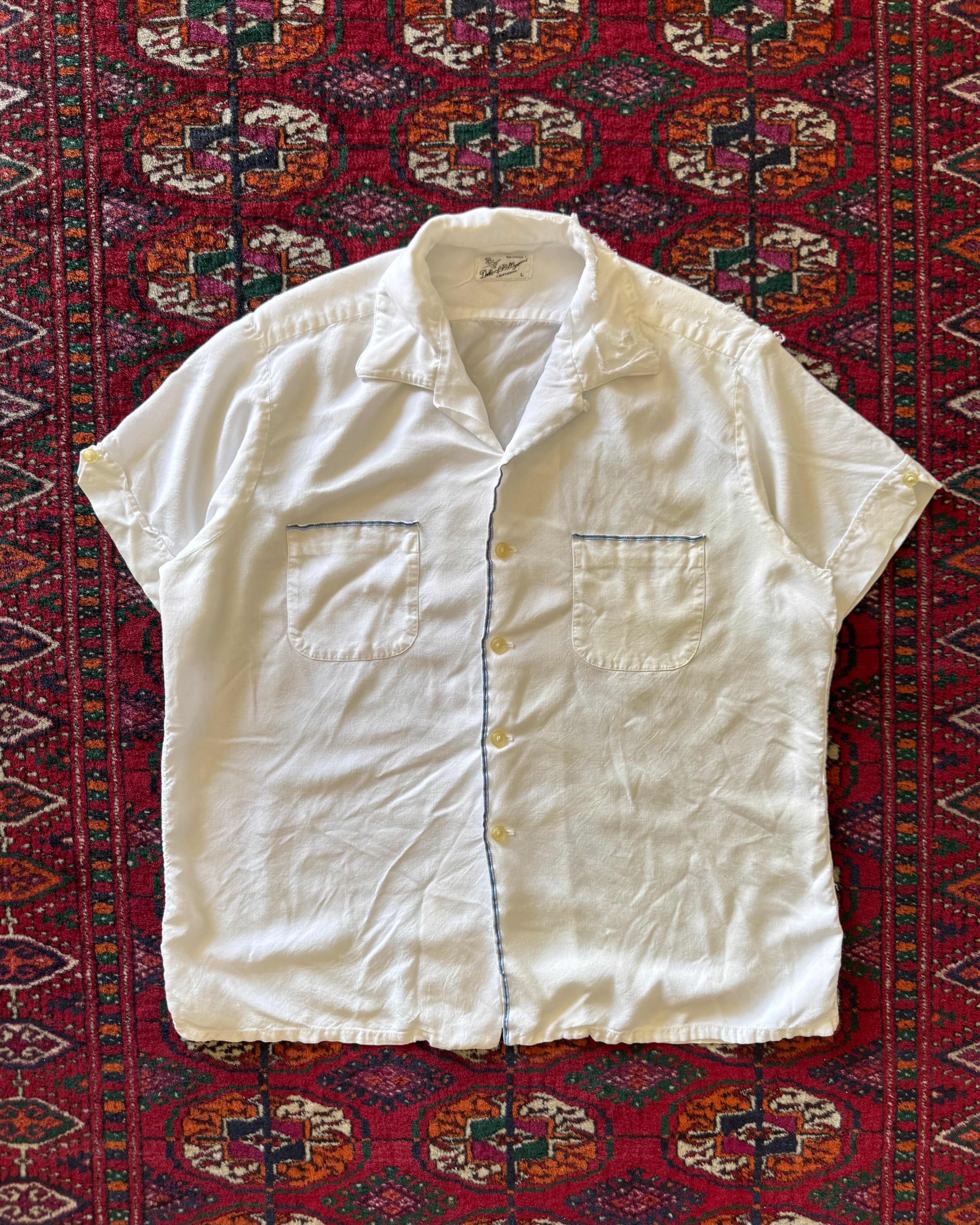 1960s rayon distressed loop collar