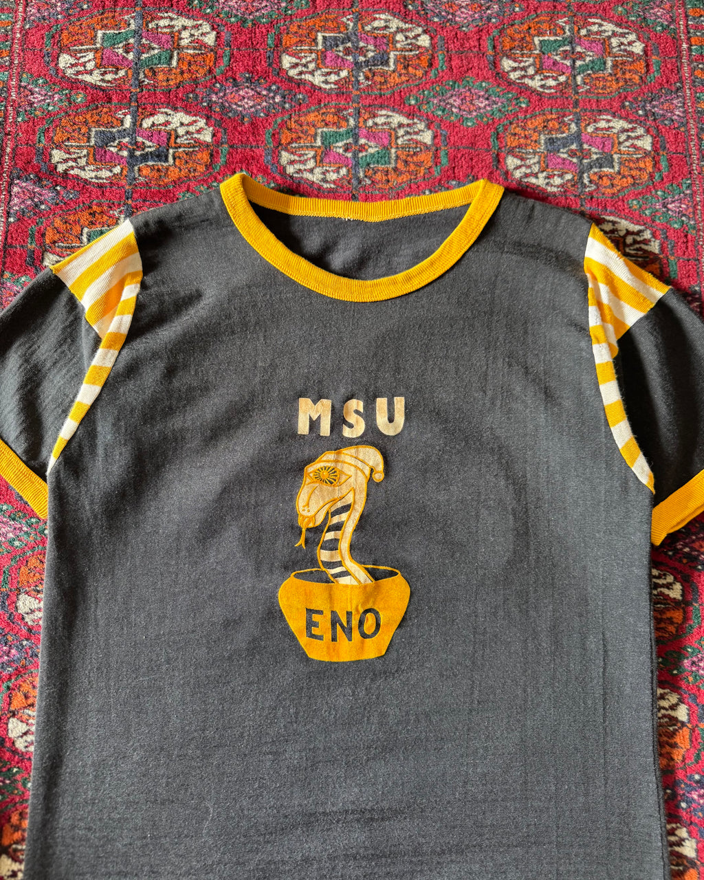 Vintage 1960s MSU flock print jersey