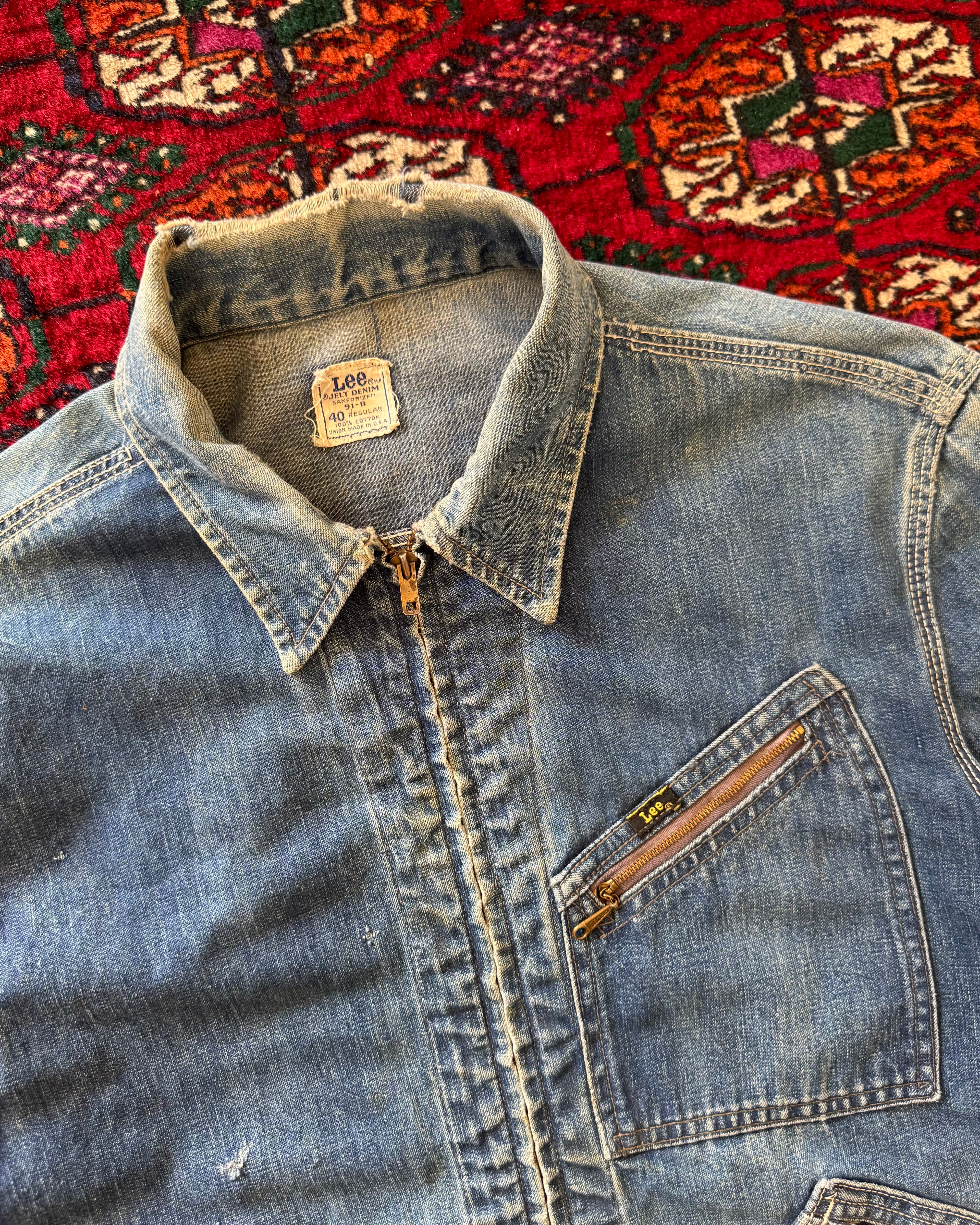 1950s Lee 91-B Jelt Denim distressed jacket