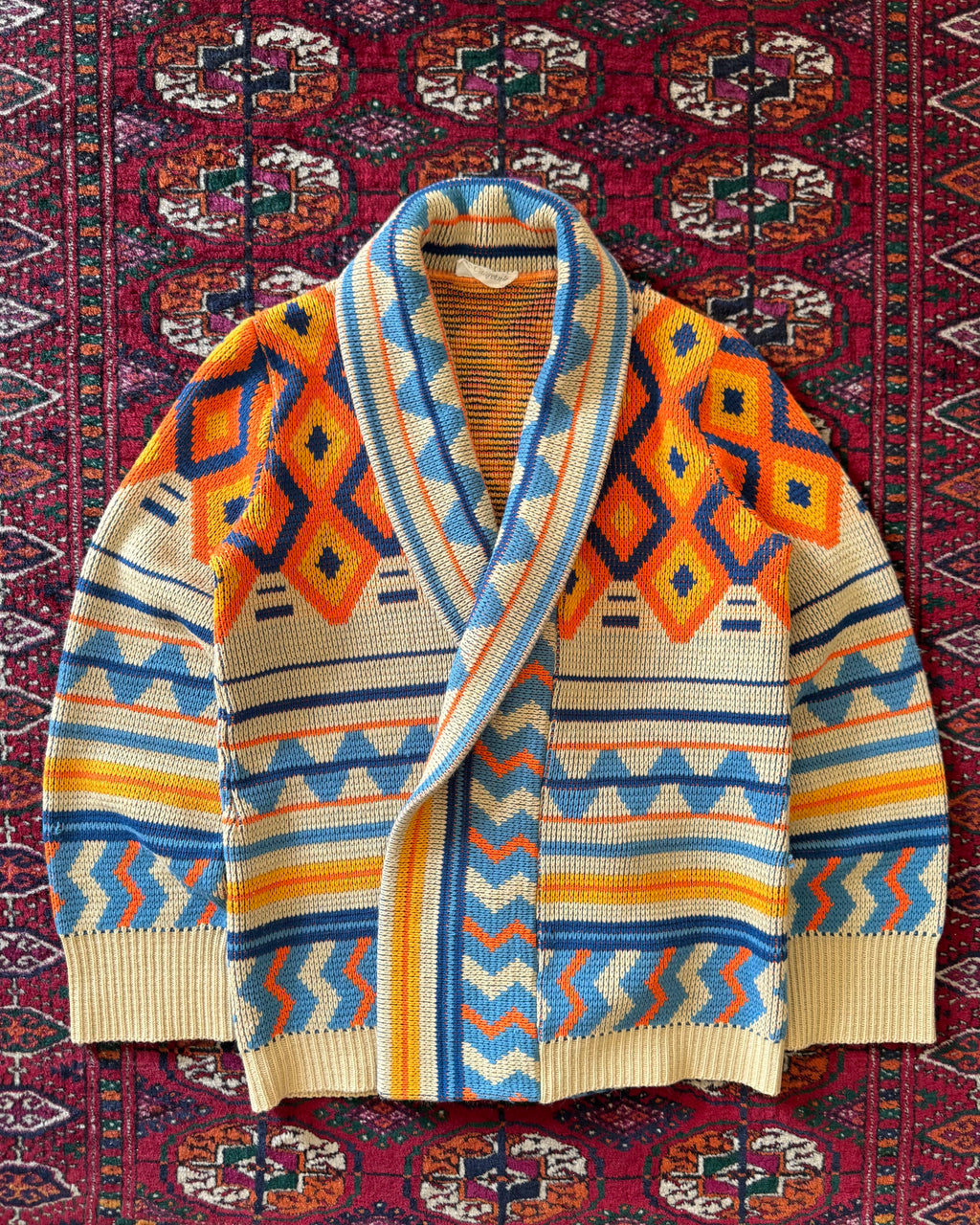 1960s California made aztec knit cardigan
