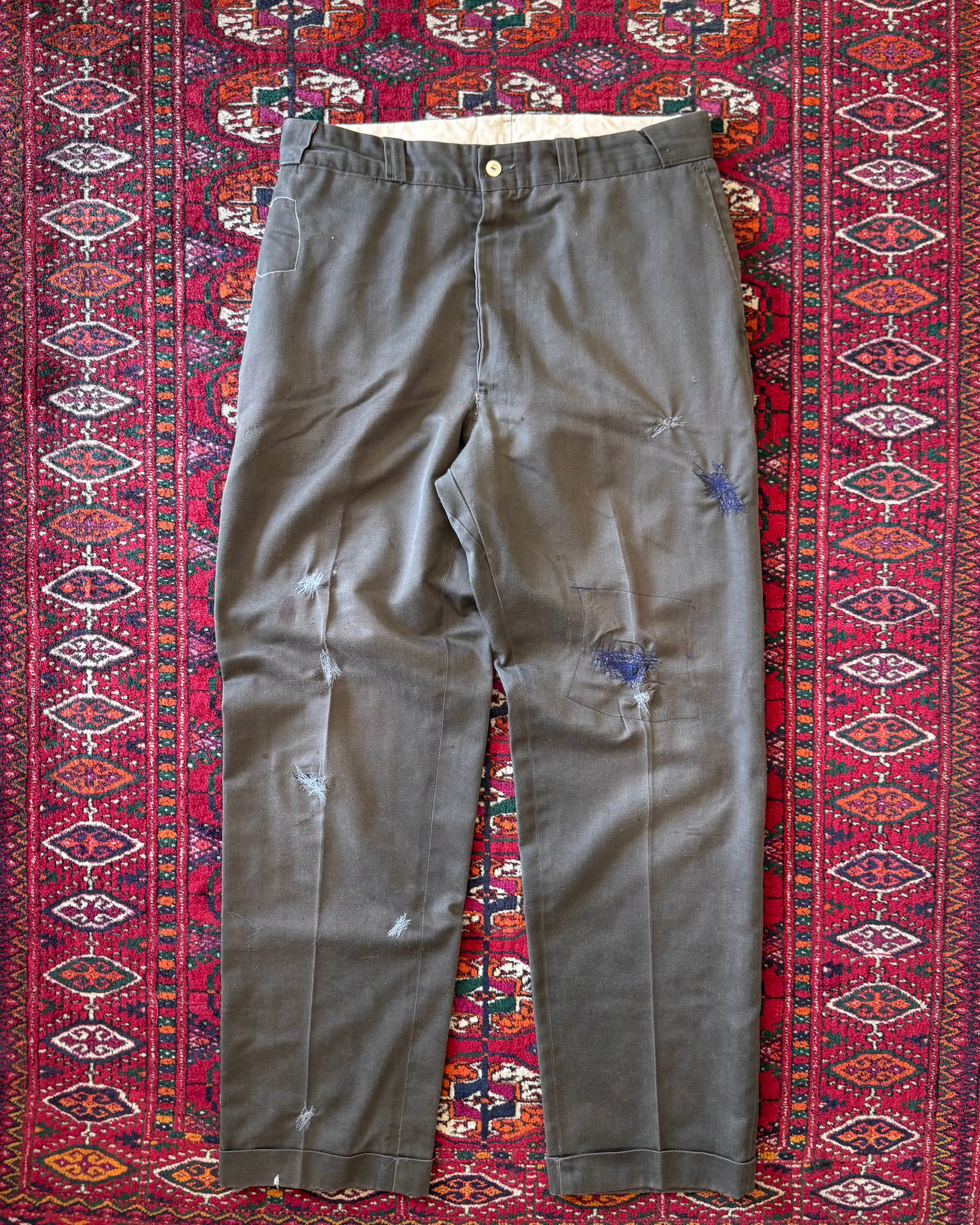 Vintage 1960s permanent press work pants with original repairs ￼