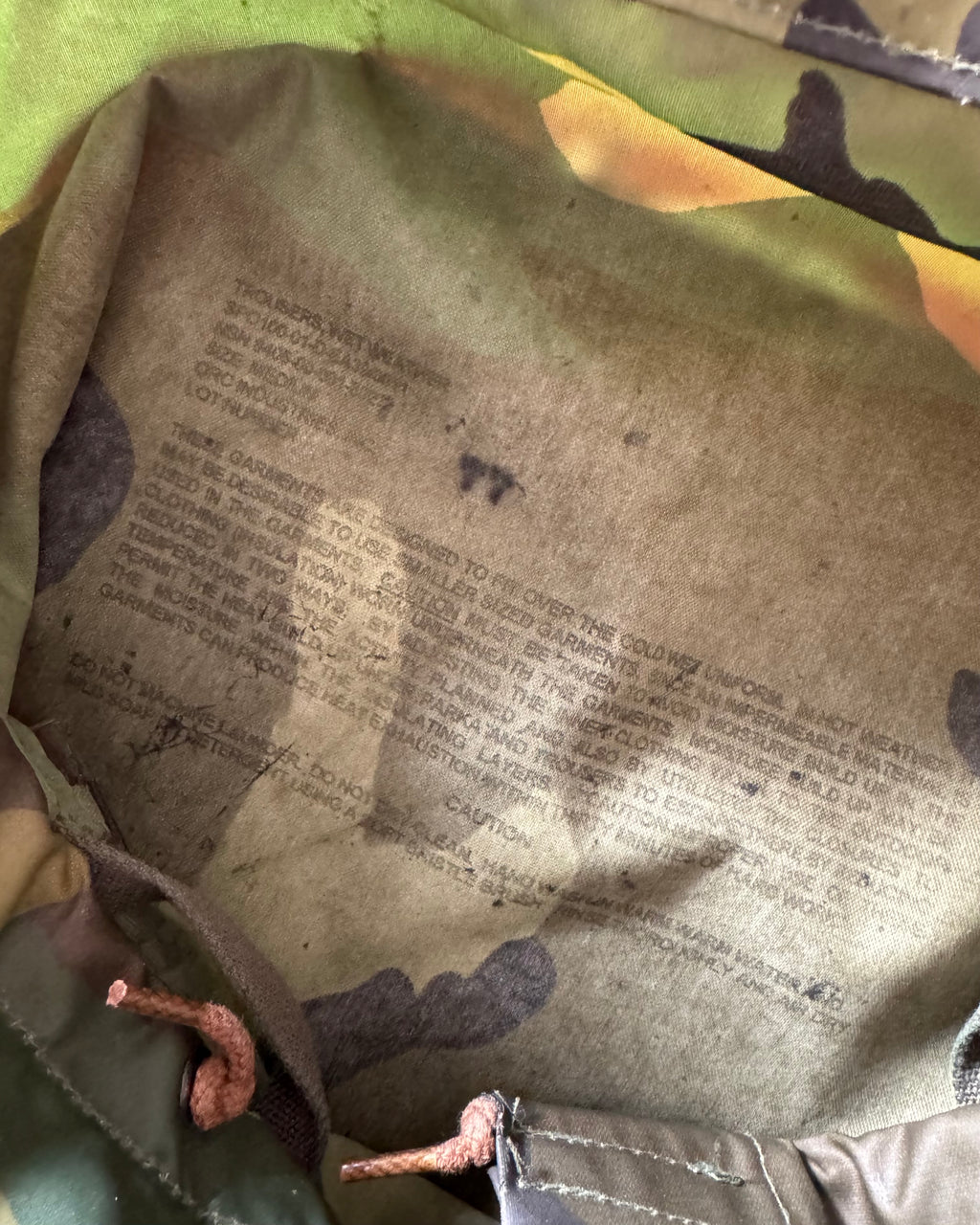 Vintage 1980s rubber camouflage army over pants