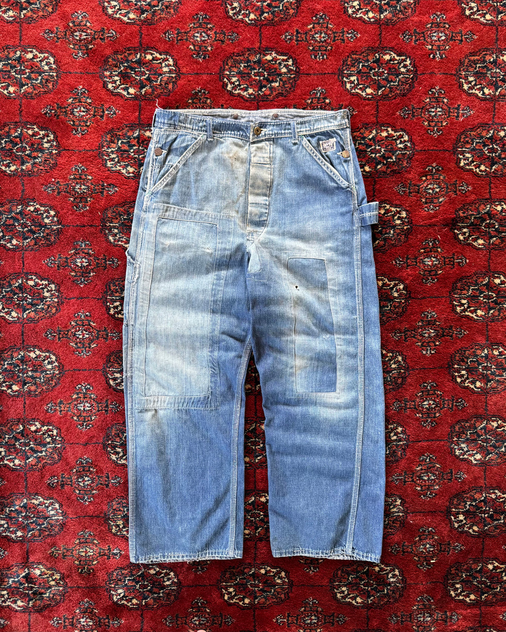 1940s N&W denim farmhouse repaired work pants