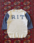 Vintage RIT faded champion blue bar, two-tone shirt￼