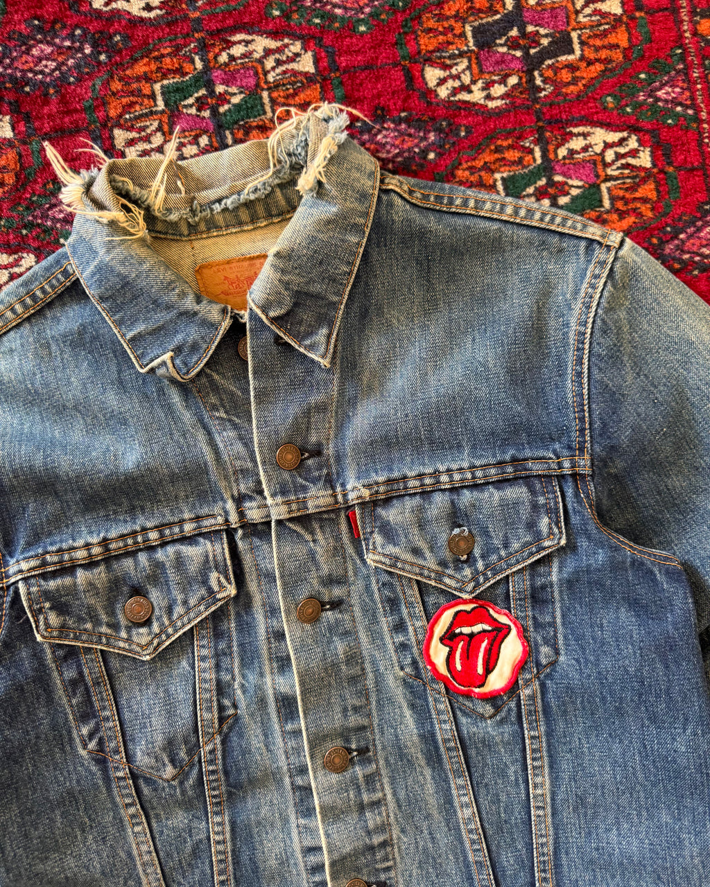 1970s Levi’s big E denim jacket with Rolling Stones patch