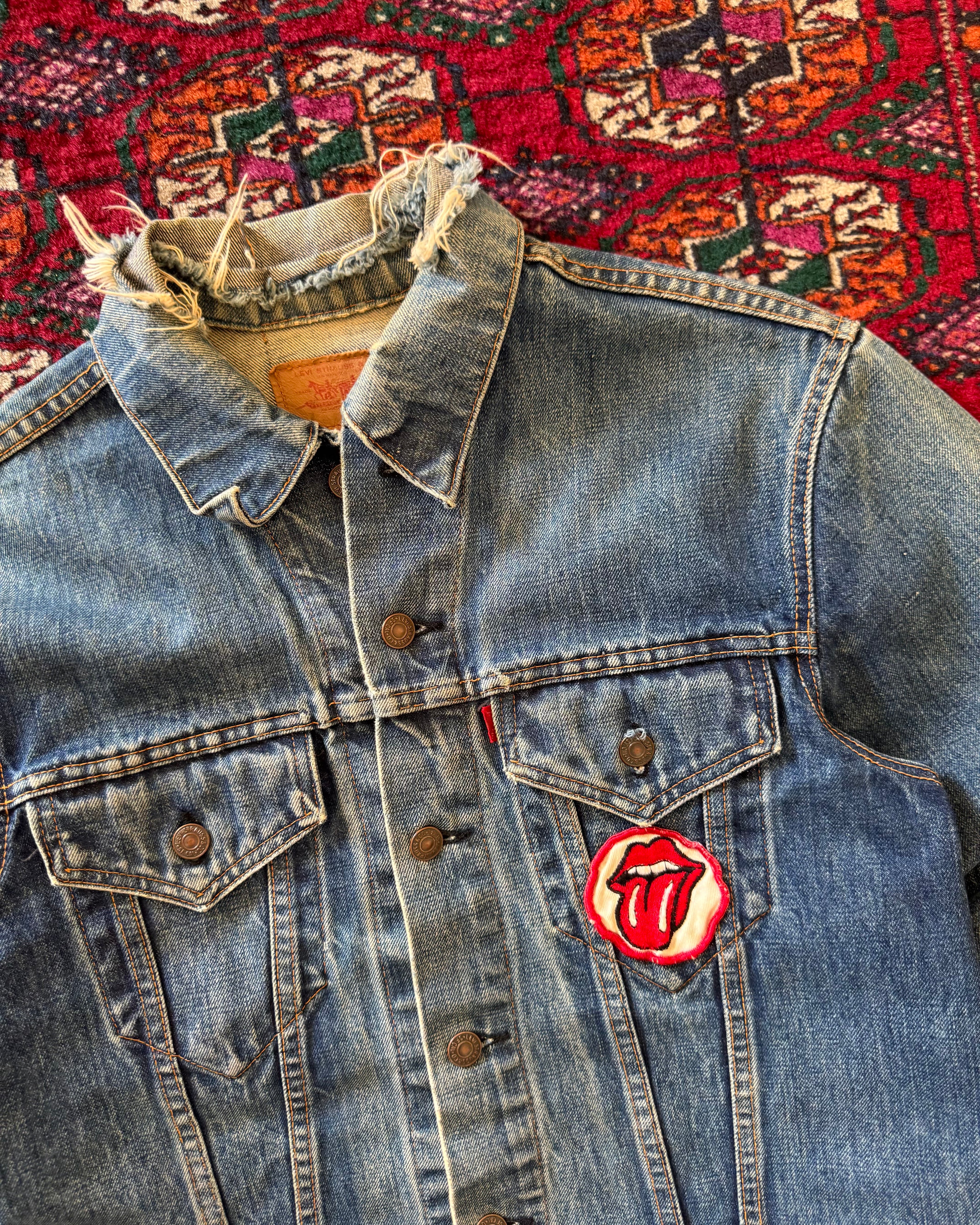 1970s Levi’s big E denim jacket with Rolling Stones patch
