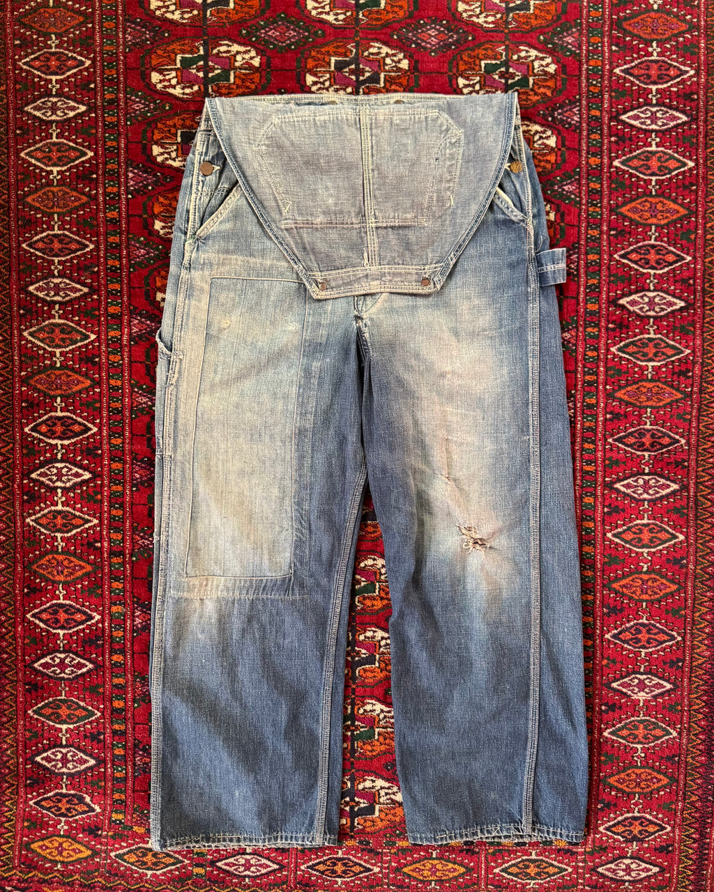 1950/40s N&W sanforized denim overalls altered to be worn as pants by OG owner