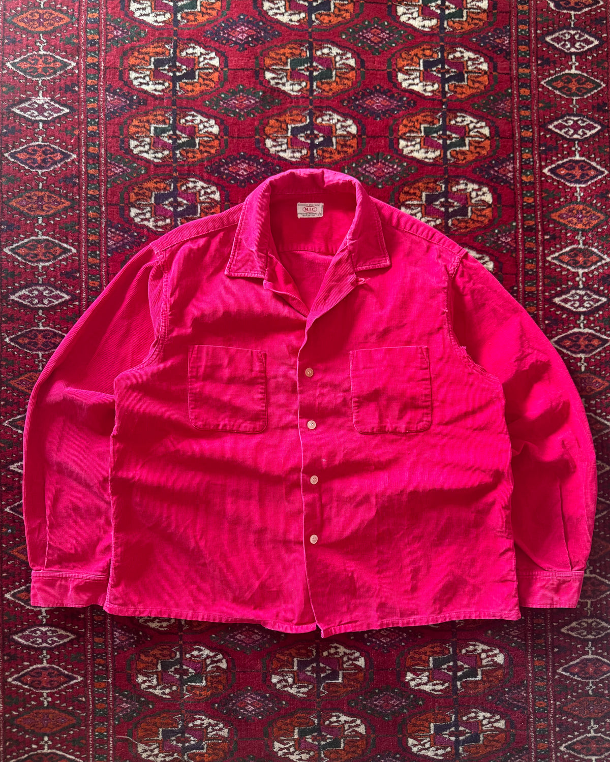 1950s corduroy red collar loop shirt