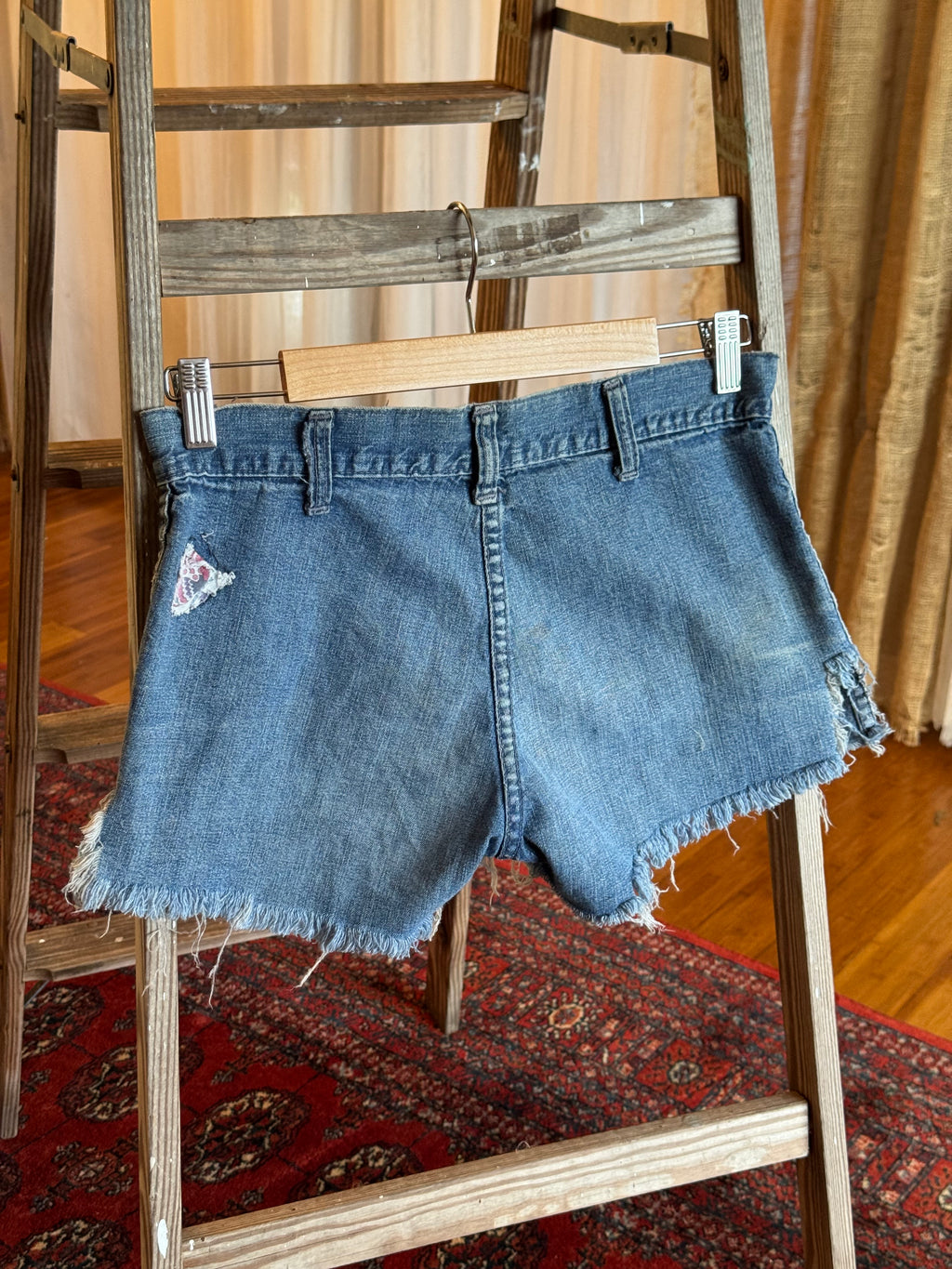 1960s faded Daisy Duke cut jeans with patch