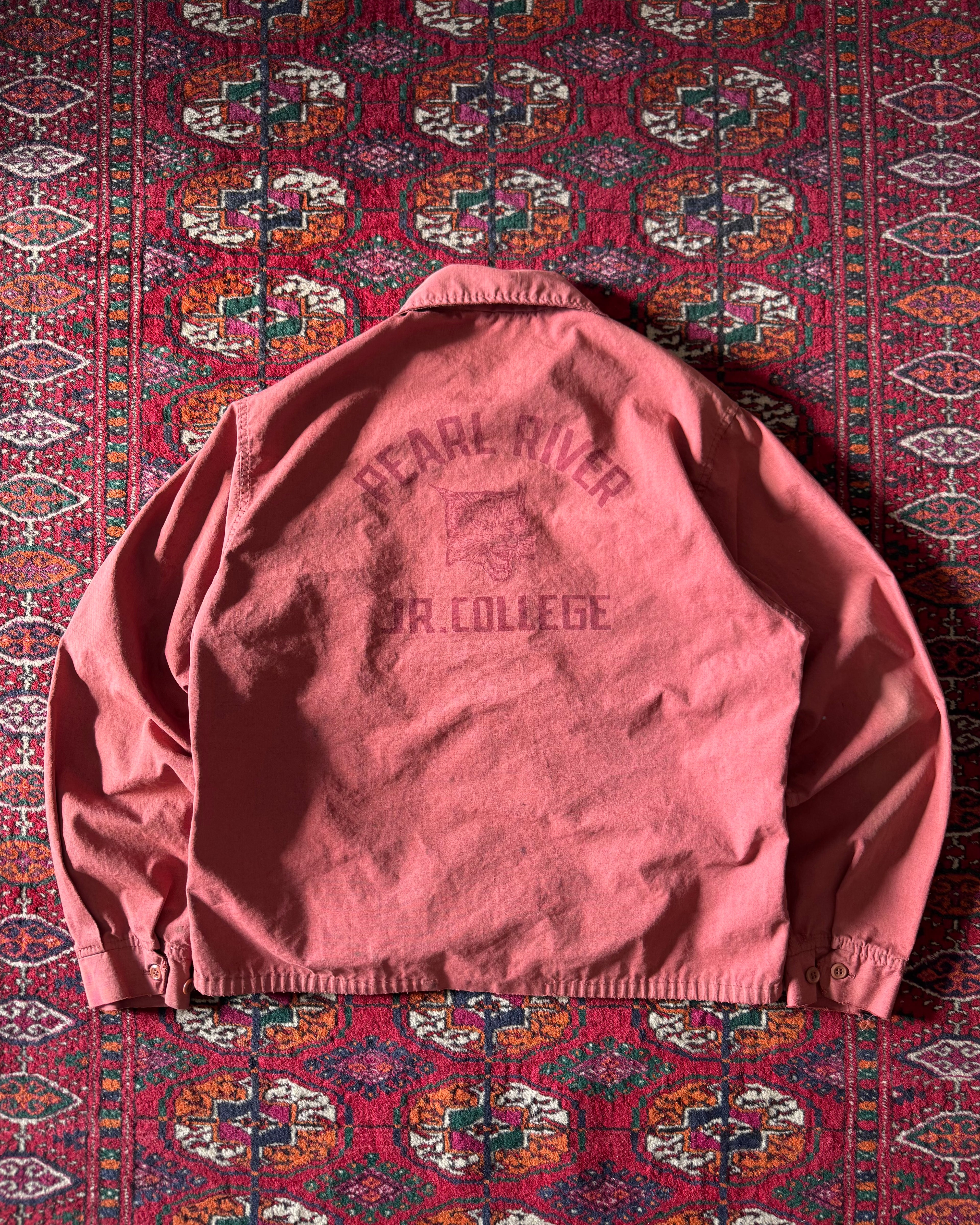 Vintage 1960s distressed pearl River junior College zip up jacket￼
